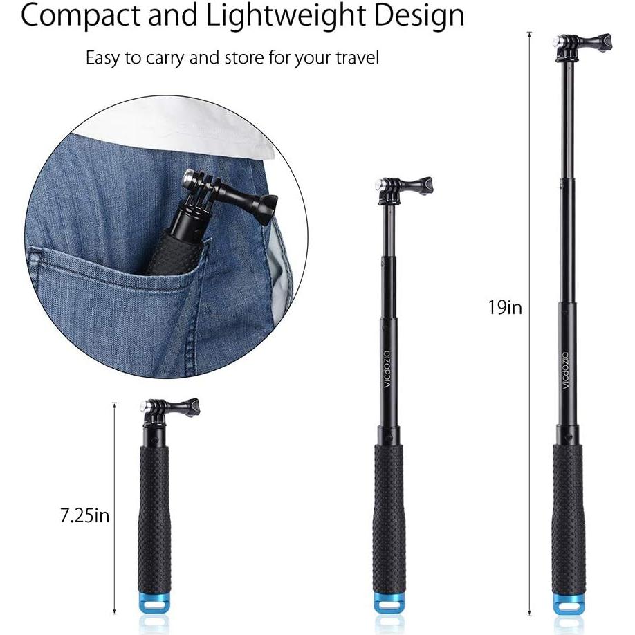Extensor de Selfie Vicdozia 19 cm Ajustable para GoPro
