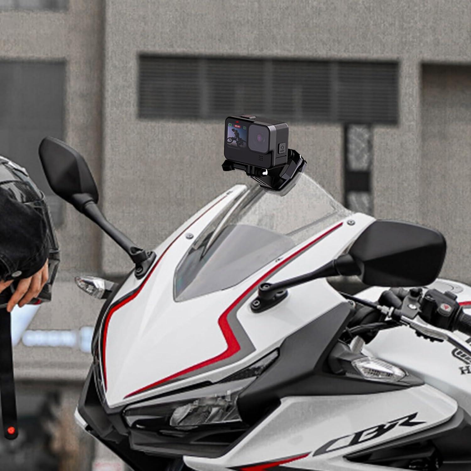Soporte de Parabrisas para Motocicleta Lupholue Corto - Compatible con GoPro y Smartphones