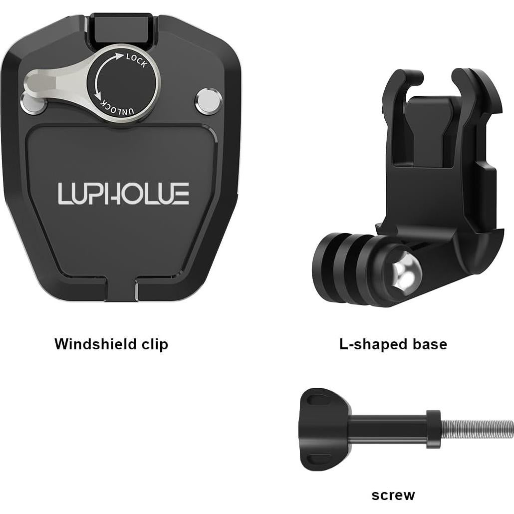 Soporte de Parabrisas para Motocicleta Lupholue Corto - Compatible con GoPro y Smartphones