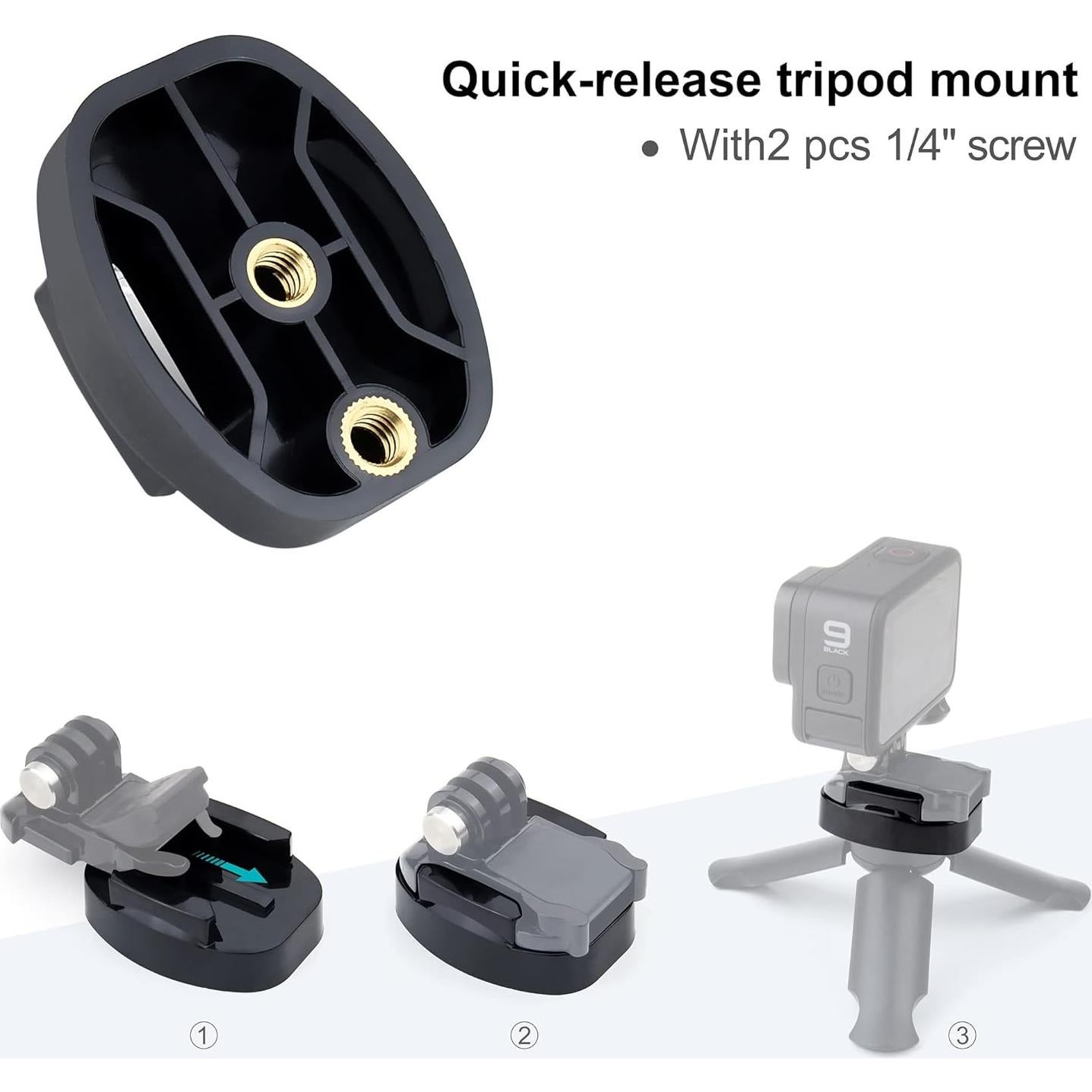 Adaptador de Montaje de Trípode YALLSAME para GoPro y Cámaras de Acción