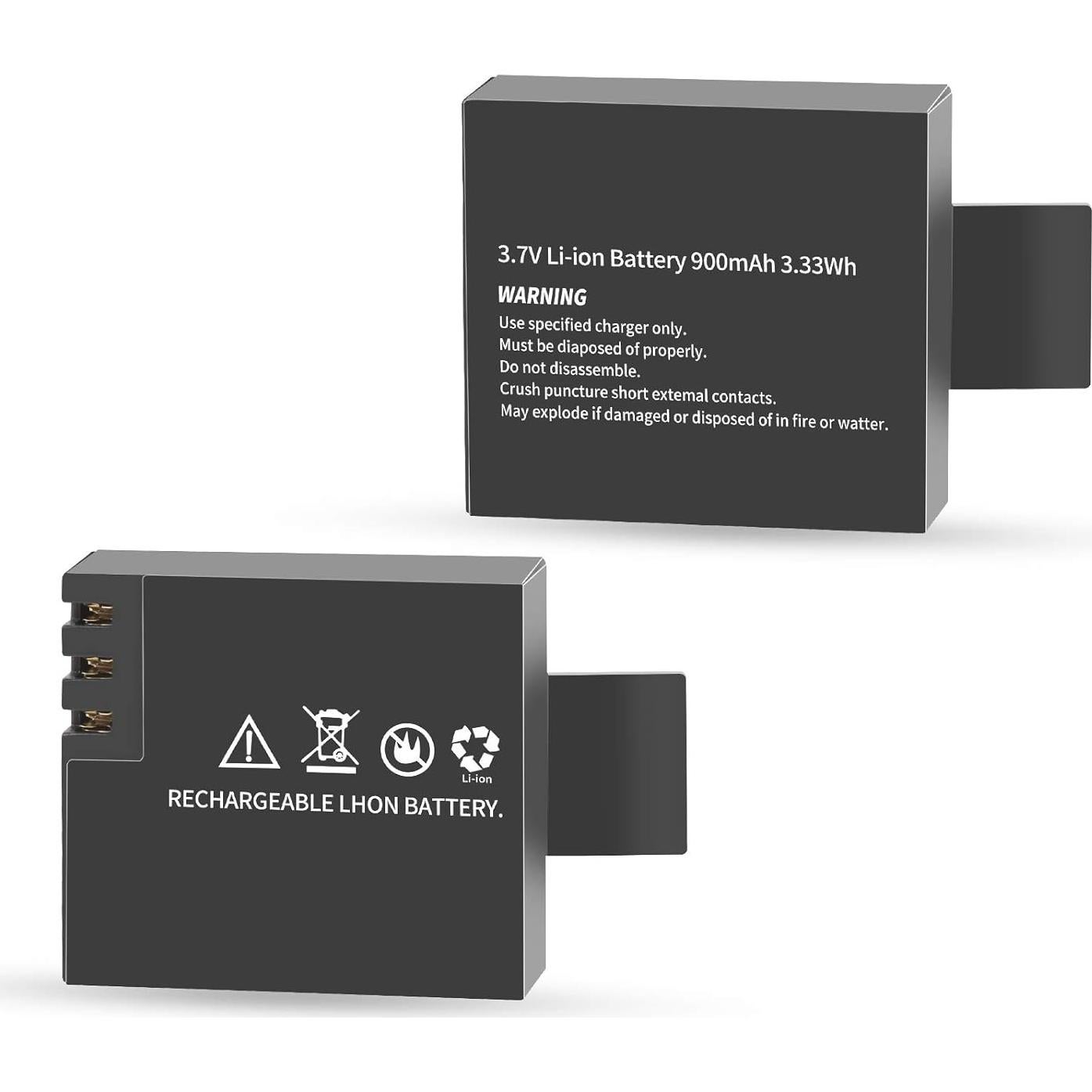 Cargador Doble D&F con 4 Baterías Li-ion 3.7V 900mAh para SJCAM