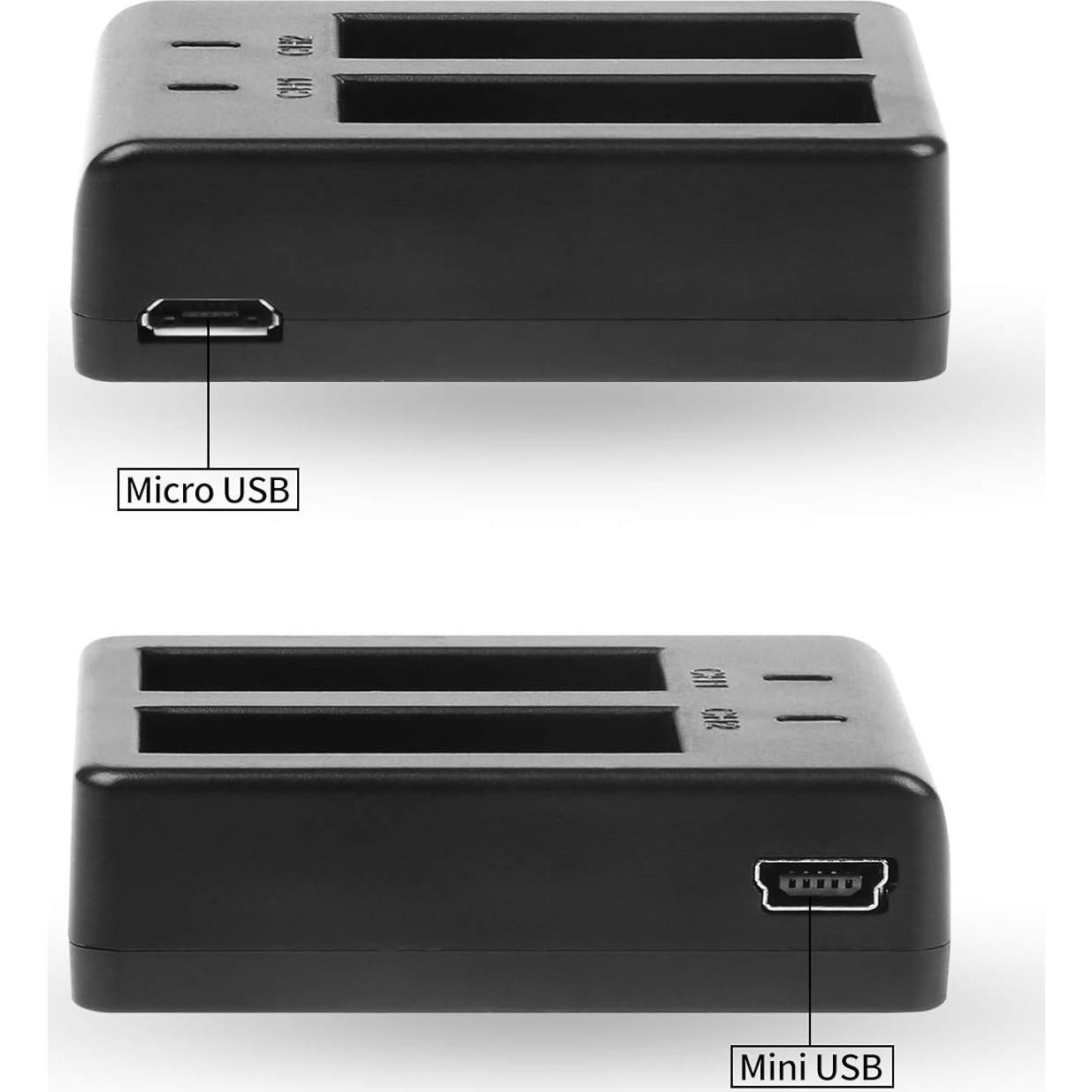 Cargador Doble D&F con 4 Baterías Li-ion 3.7V 900mAh para SJCAM