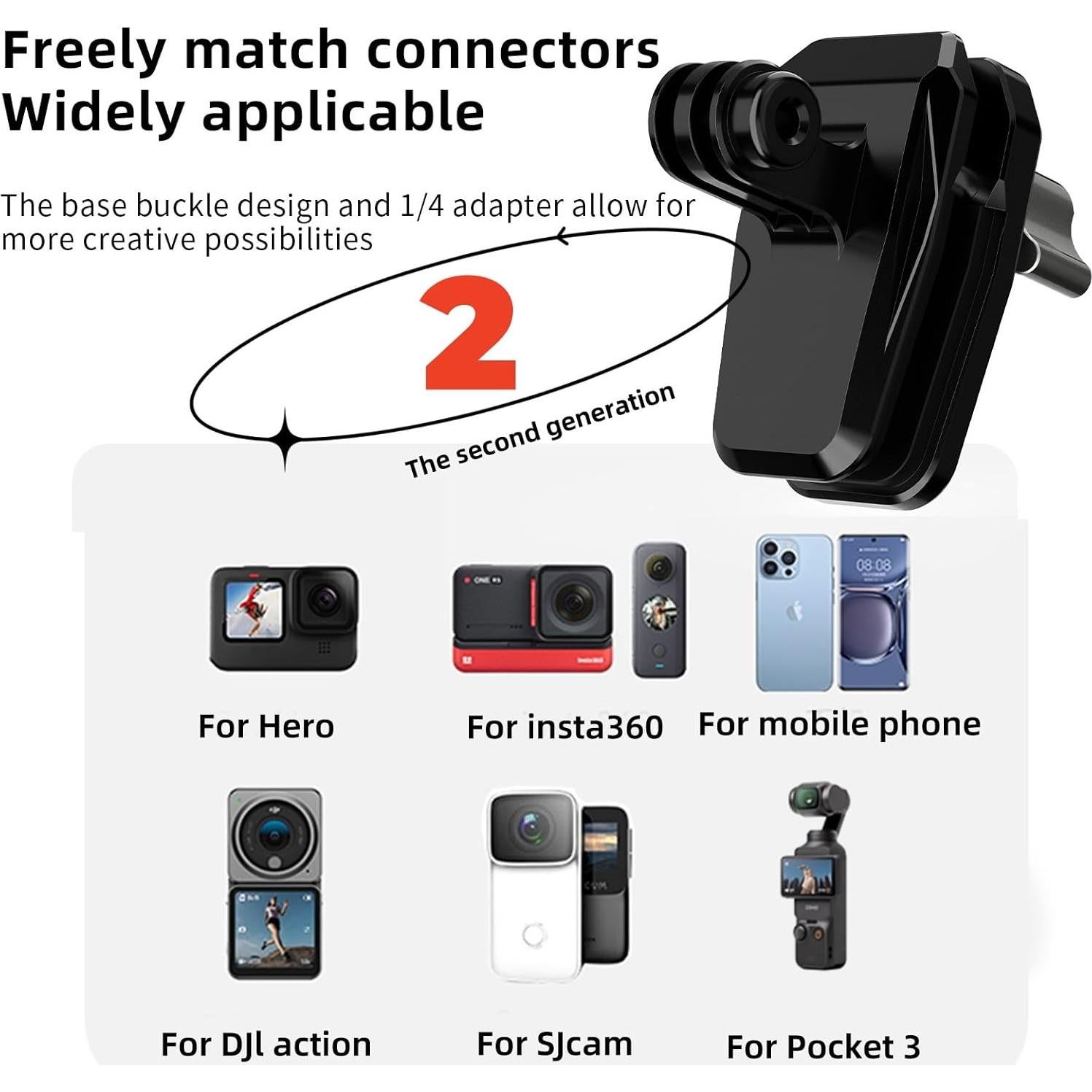 Soporte de Clip para Parabrisas de Motocicleta Elecphbo - Compatible con GoPro Hero 13/12/11/10/9/8 y Otras Cámaras