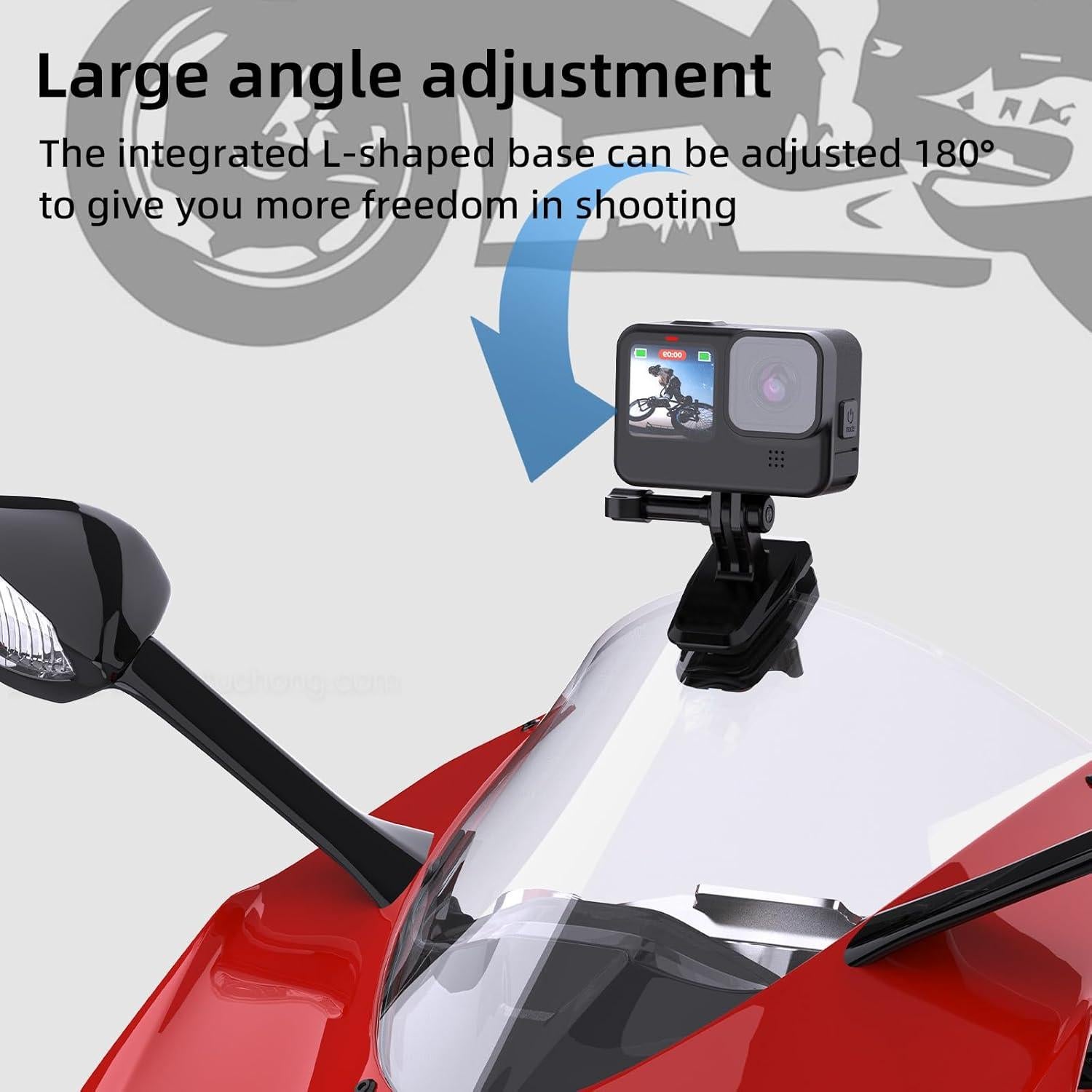 Soporte de Clip para Parabrisas de Motocicleta Elecphbo - Compatible con GoPro Hero 13/12/11/10/9/8 y Otras Cámaras