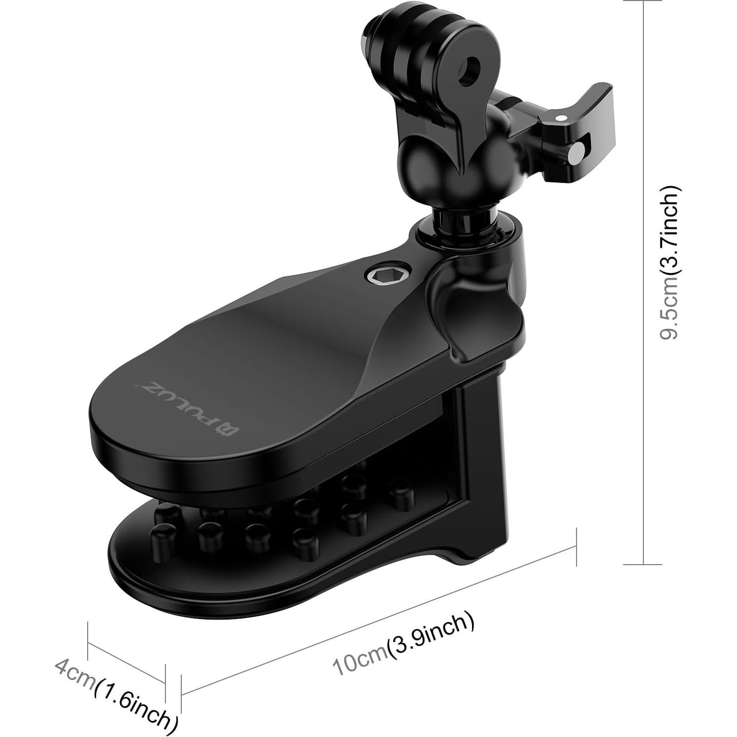 PULUZ Motorcycle Helmet Chin Clamp Mount for GoPro Hero 12, 11, 10/DJI Osmo Action 4/Insta360 X3/AKASO/SJCAM and Other Action Cameras