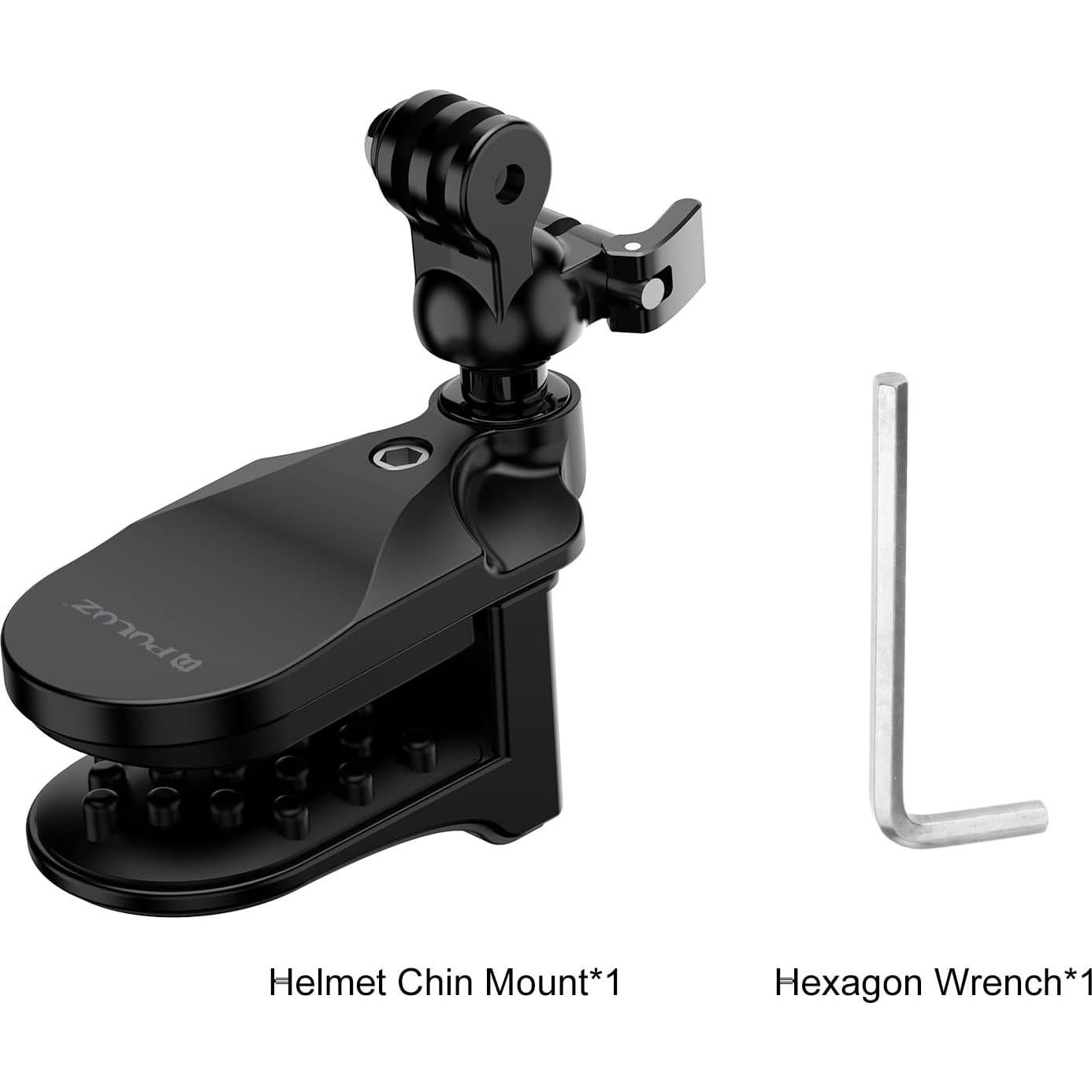 PULUZ Motorcycle Helmet Chin Clamp Mount for GoPro Hero 12, 11, 10/DJI Osmo Action 4/Insta360 X3/AKASO/SJCAM and Other Action Cameras