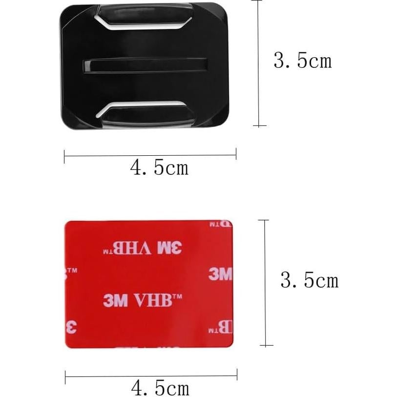 3M Adhesive Pads 2 x Flat and Curved Mounts, Compatible with GoPro Hero 13 12 11 10 9 8 7 6 5 4 3+ 3 SJCAM YI Noise Play and Other Action Cameras