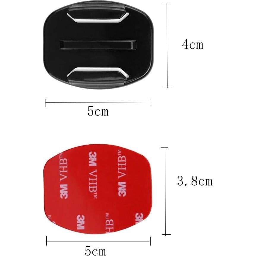 3M Adhesive Pads 2 x Flat and Curved Mounts, Compatible with GoPro Hero 13 12 11 10 9 8 7 6 5 4 3+ 3 SJCAM YI Noise Play and Other Action Cameras