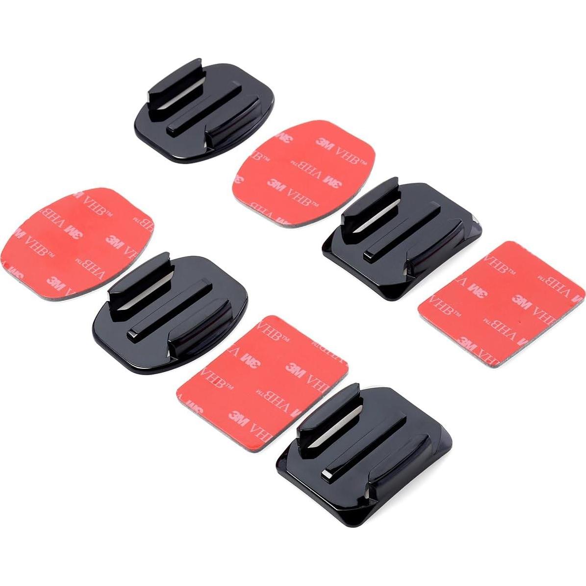 3M Adhesive Pads 2 x Flat and Curved Mounts, Compatible with GoPro Hero 13 12 11 10 9 8 7 6 5 4 3+ 3 SJCAM YI Noise Play and Other Action Cameras