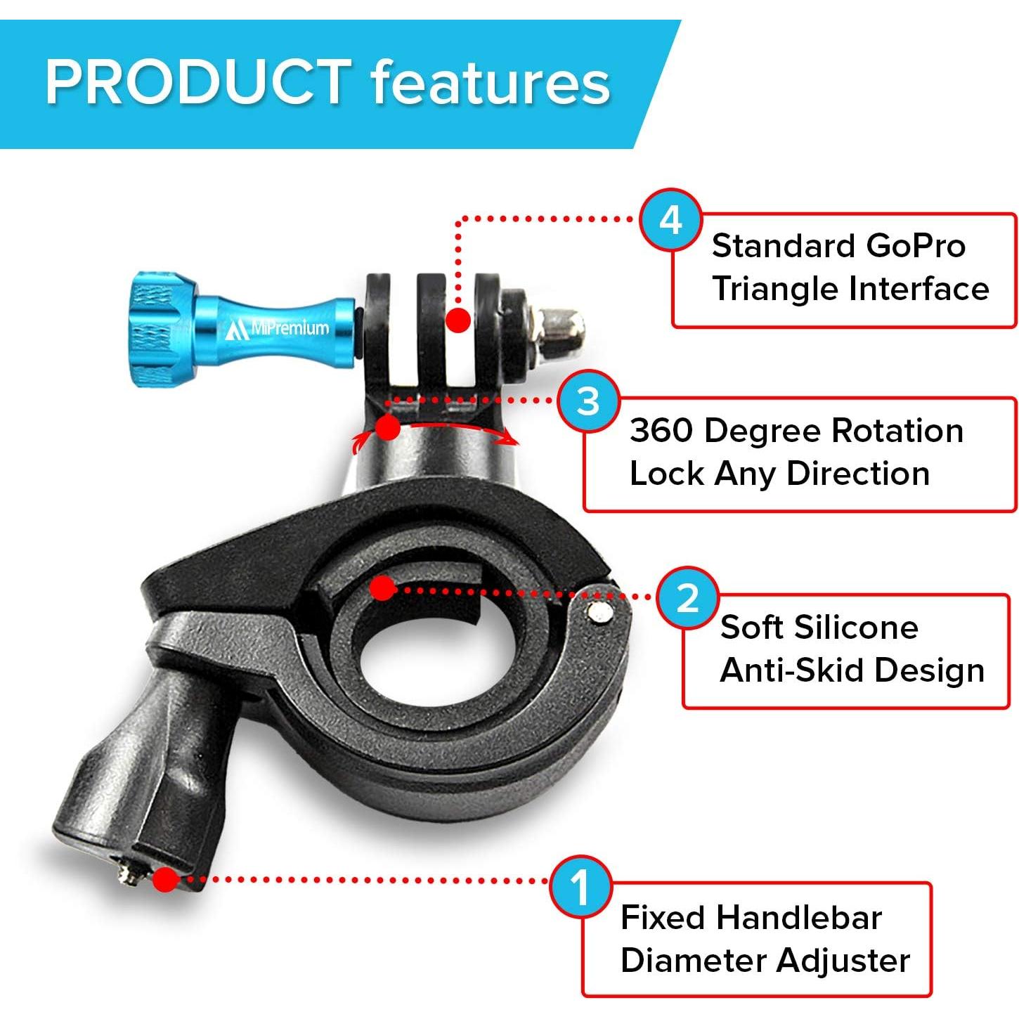 Soporte de Manillar para Bicicleta MiPremium - Compatible con GoPro