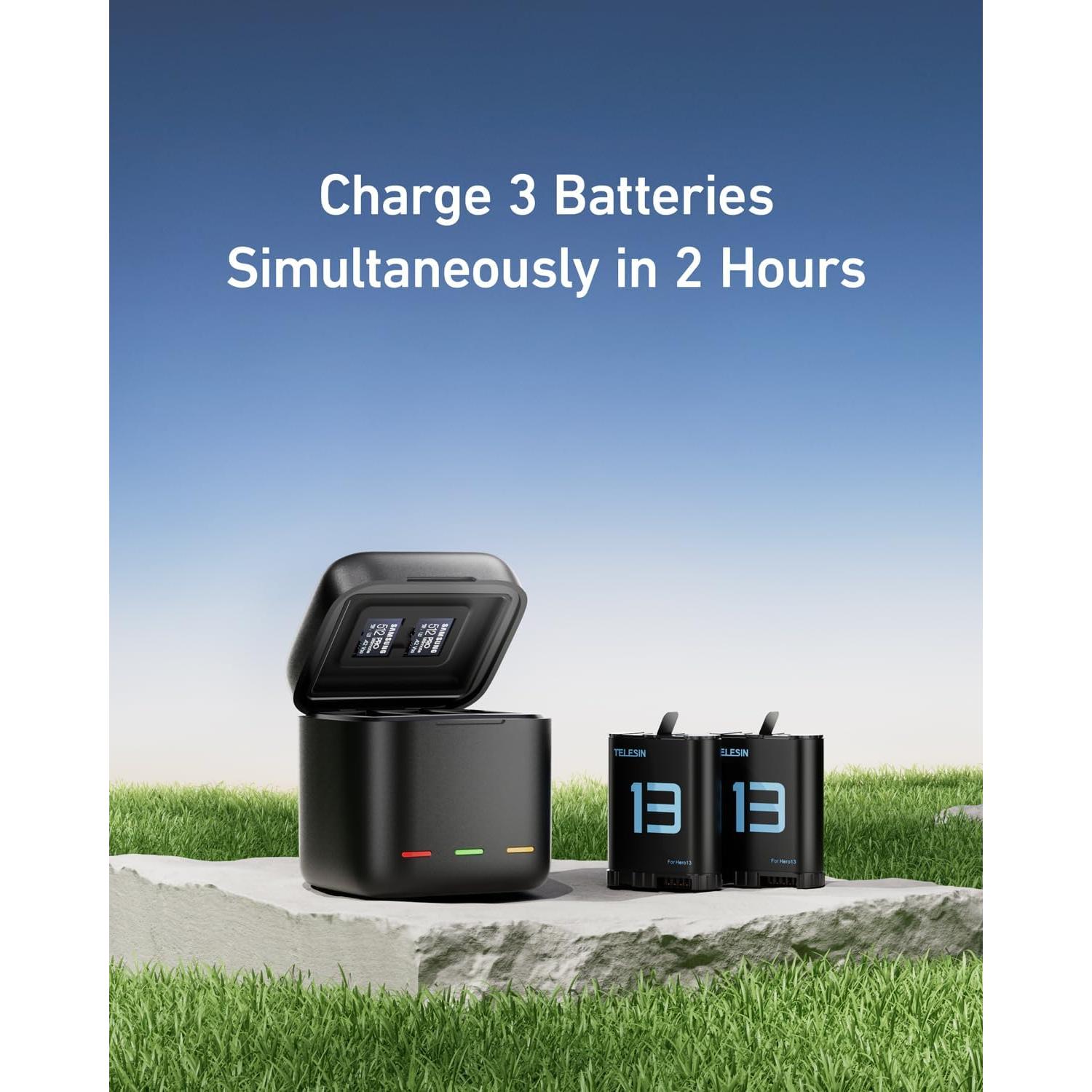 Kit Cargador Batería TELESIN para GoPro Hero 13 - 2 Baterías