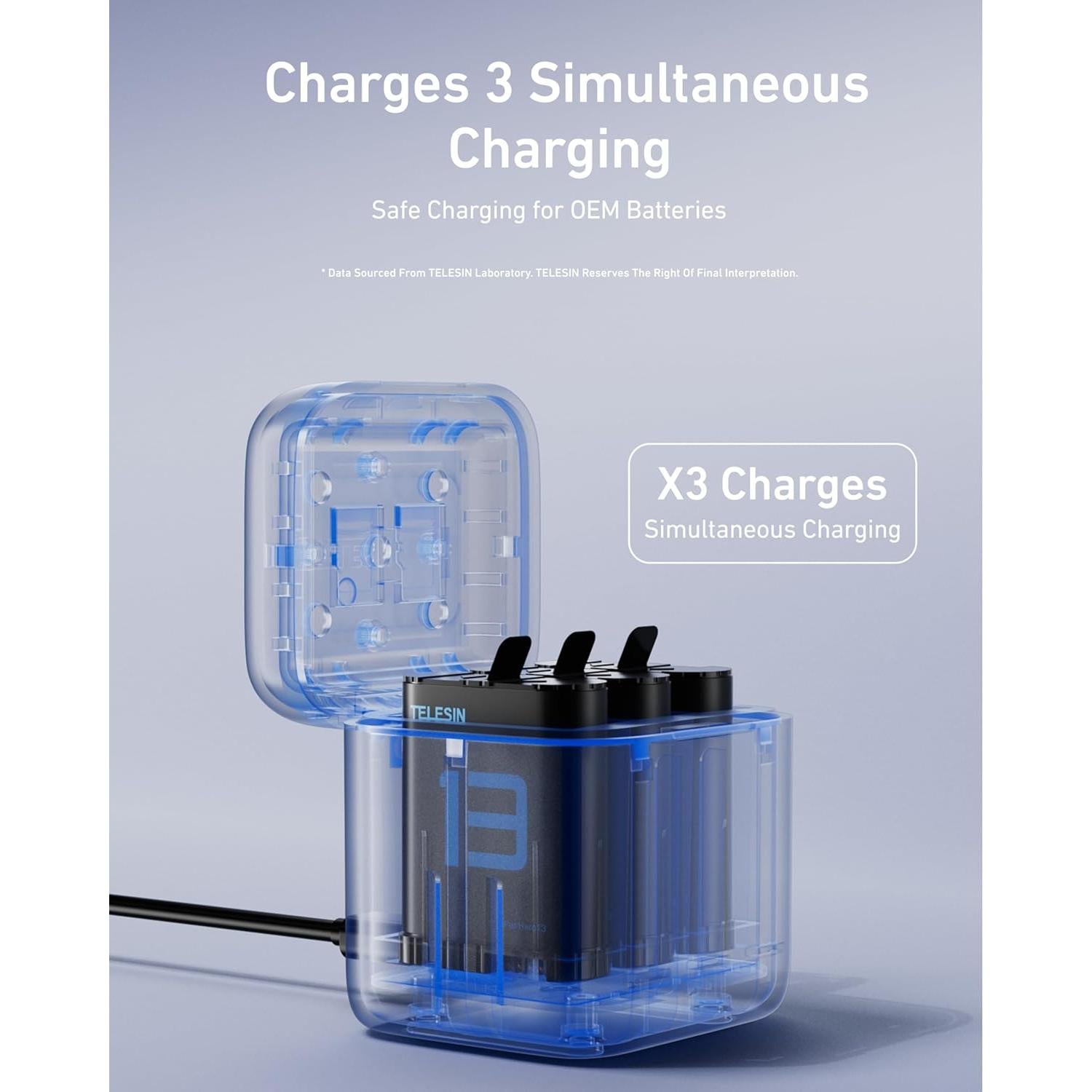 Kit Cargador Batería TELESIN para GoPro Hero 13 - 2 Baterías