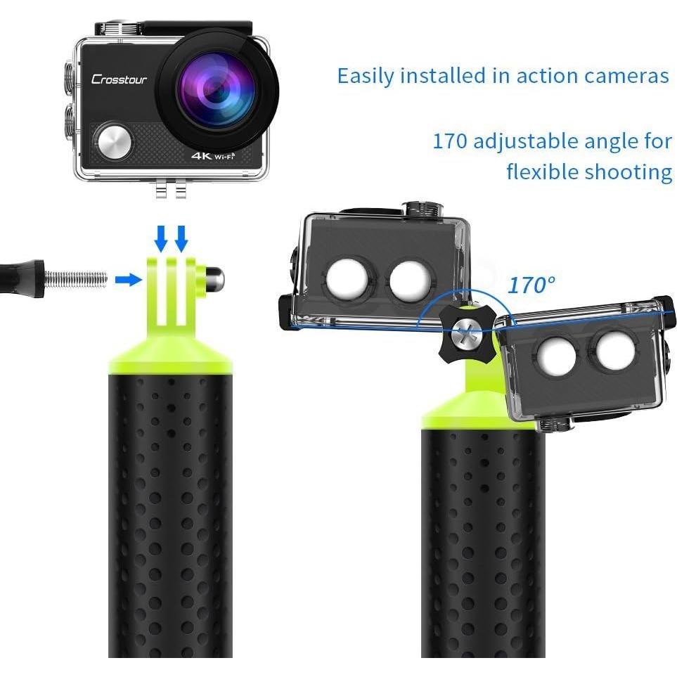 Floating Hand Grip for GoPro – Waterproof Bobber Handle with Strap & Screw – Compatible with GoPro Hero 11/10/9/8/7/6/5/4/3+/3, SJCAM, Yi, Eken 4K Action Cameras (Green)