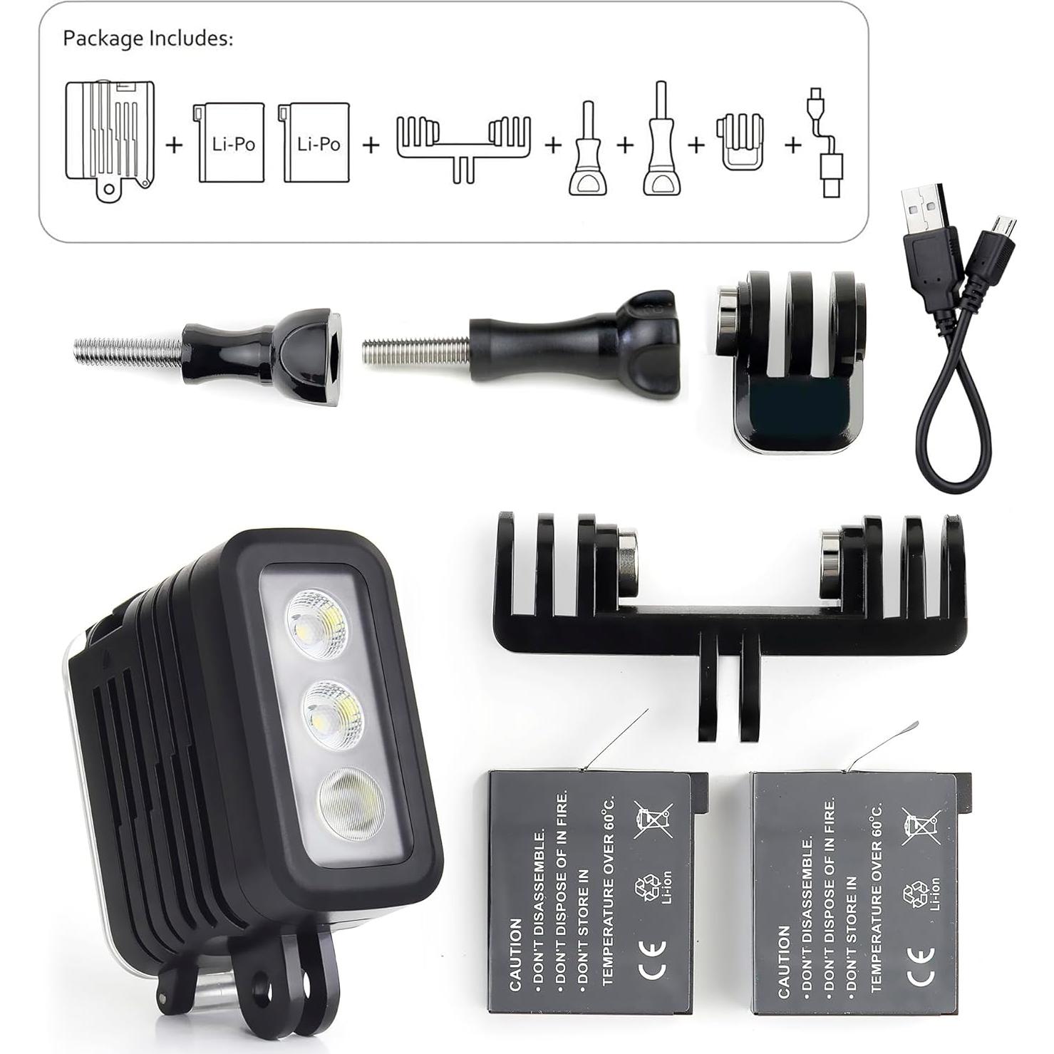 Luz de Buceo SOONSUN 450 Lúmenes IP68 para GoPro y DJI