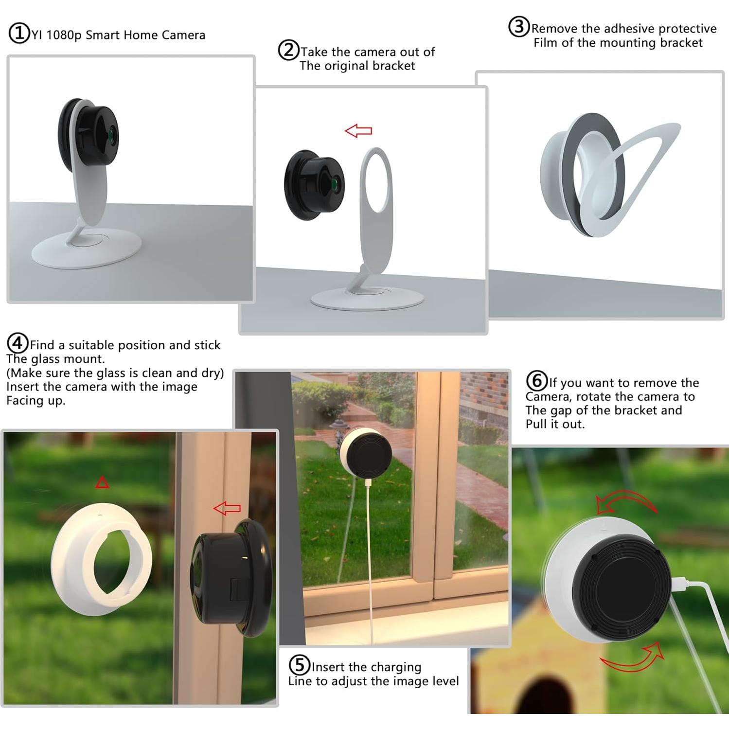 Soporte de Ventana Teccle para Cámara Yi Home - Paquete de 2