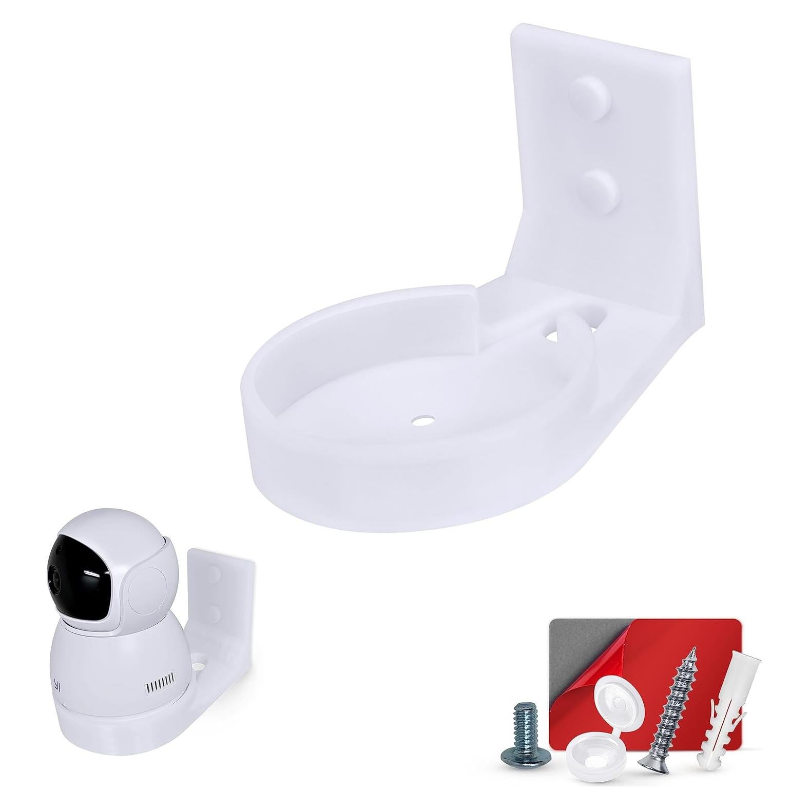 Wall Mount for YI Dome Guard Pet & Baby Indoor Camera, Easy to Install Adhesive Holder Bracket, Reduce Blind Spots & Clutter, Adhesive & Screw-in Mounting - (White)