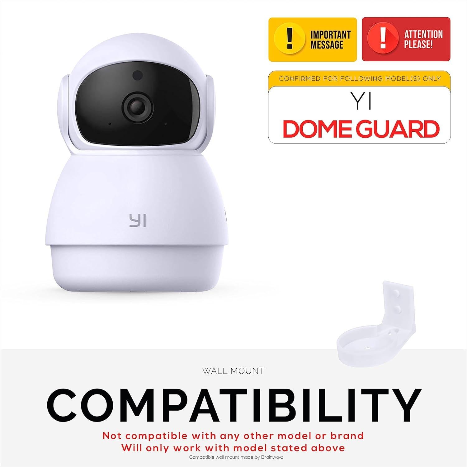 Wall Mount for YI Dome Guard Pet & Baby Indoor Camera, Easy to Install Adhesive Holder Bracket, Reduce Blind Spots & Clutter, Adhesive & Screw-in Mounting - (White)