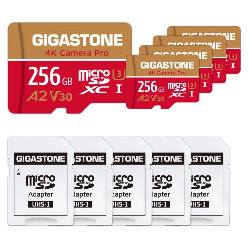 Tarjeta MicroSD Gigastone 256GB 5-Pack 4K UHD A2 V30