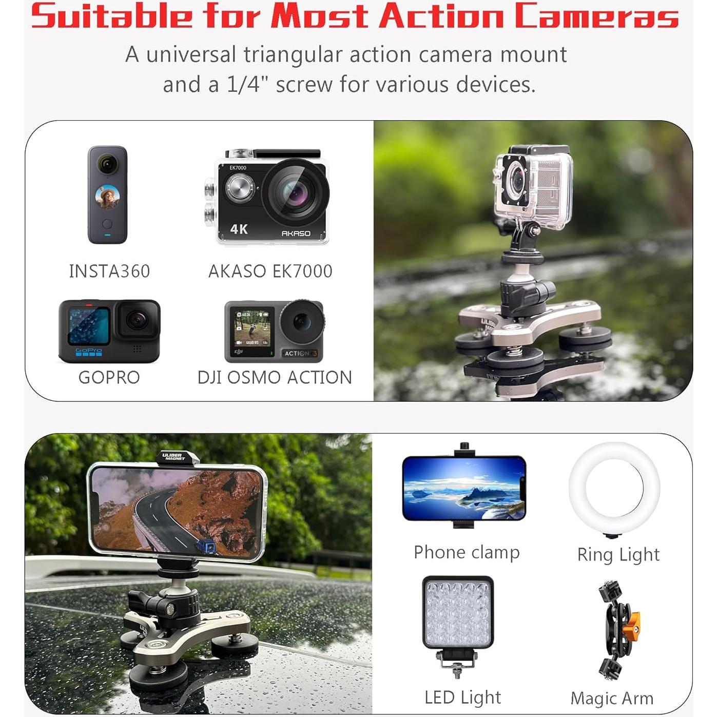 Soporte Magnético ULIBERMAGNET Triangular 100LB para Cámara