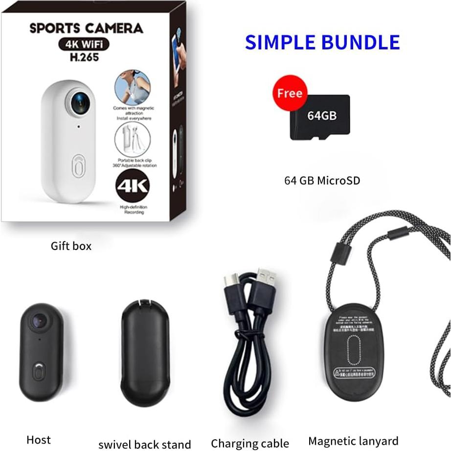 Cámara de Acción 4K Jinpei JS-10B con 64GB y Clips Magnéticos