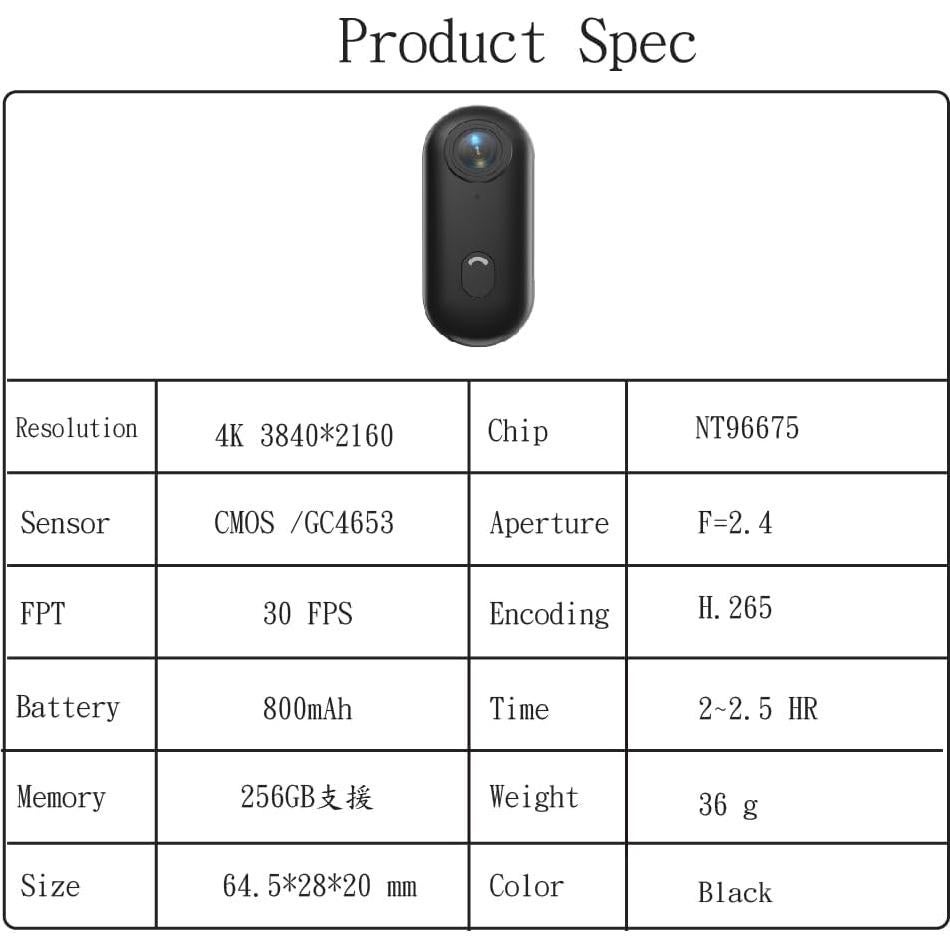 Cámara de Acción 4K Jinpei JS-10B con 64GB y Clips Magnéticos