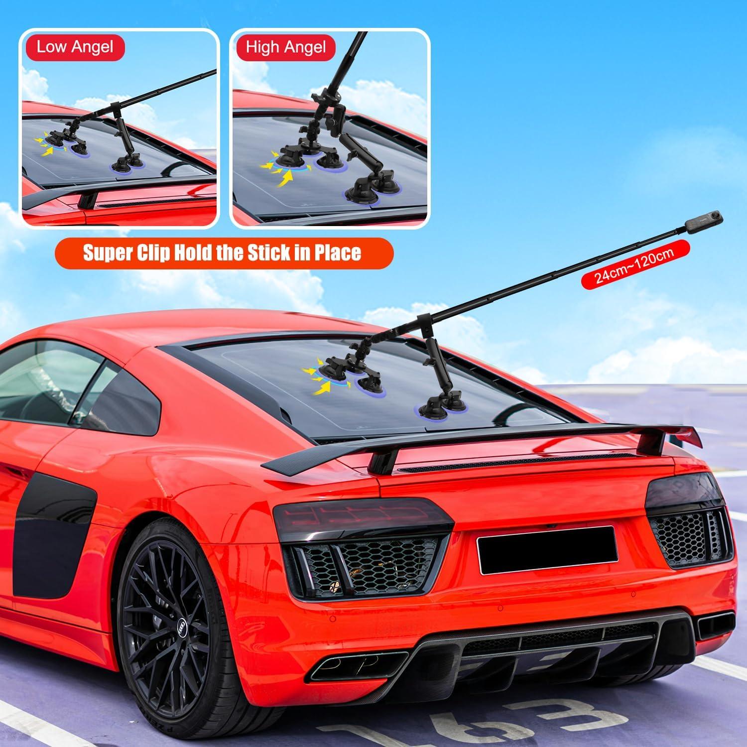 Kit de Soporte de Coche 8 en 1 HAFOKO con Palo de Selfie 119 cm