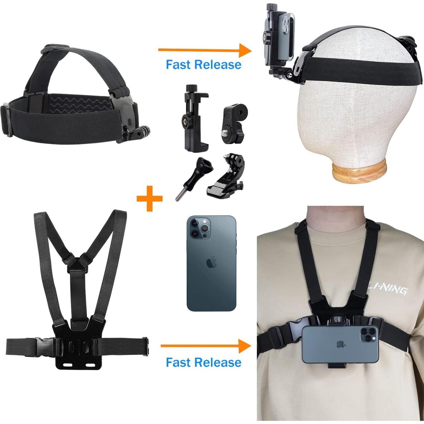 Soporte para Teléfono y Cámara Haoyou para Pecho y Cabeza