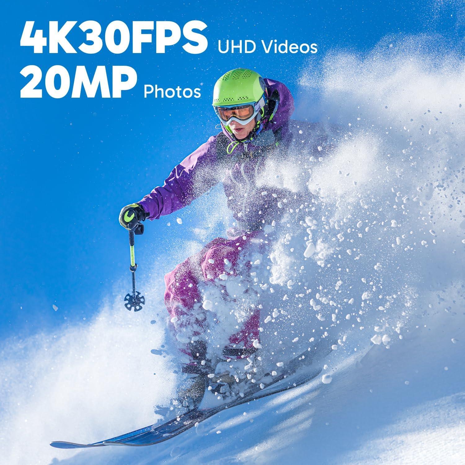 Cámara de Acción Dragon Touch 4K 20MP Impermeable 30m