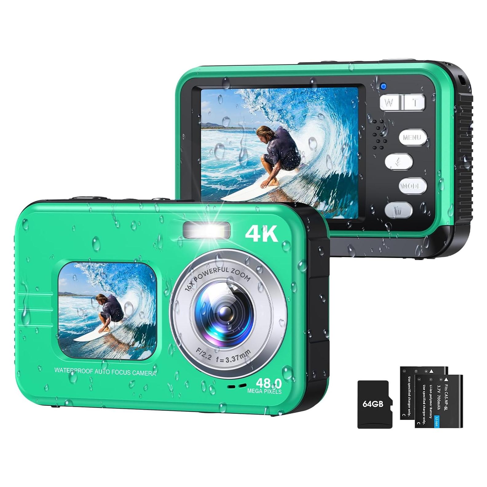 Cámara Submarina HICSHON WDC901 4K 48MP IP68 Verde