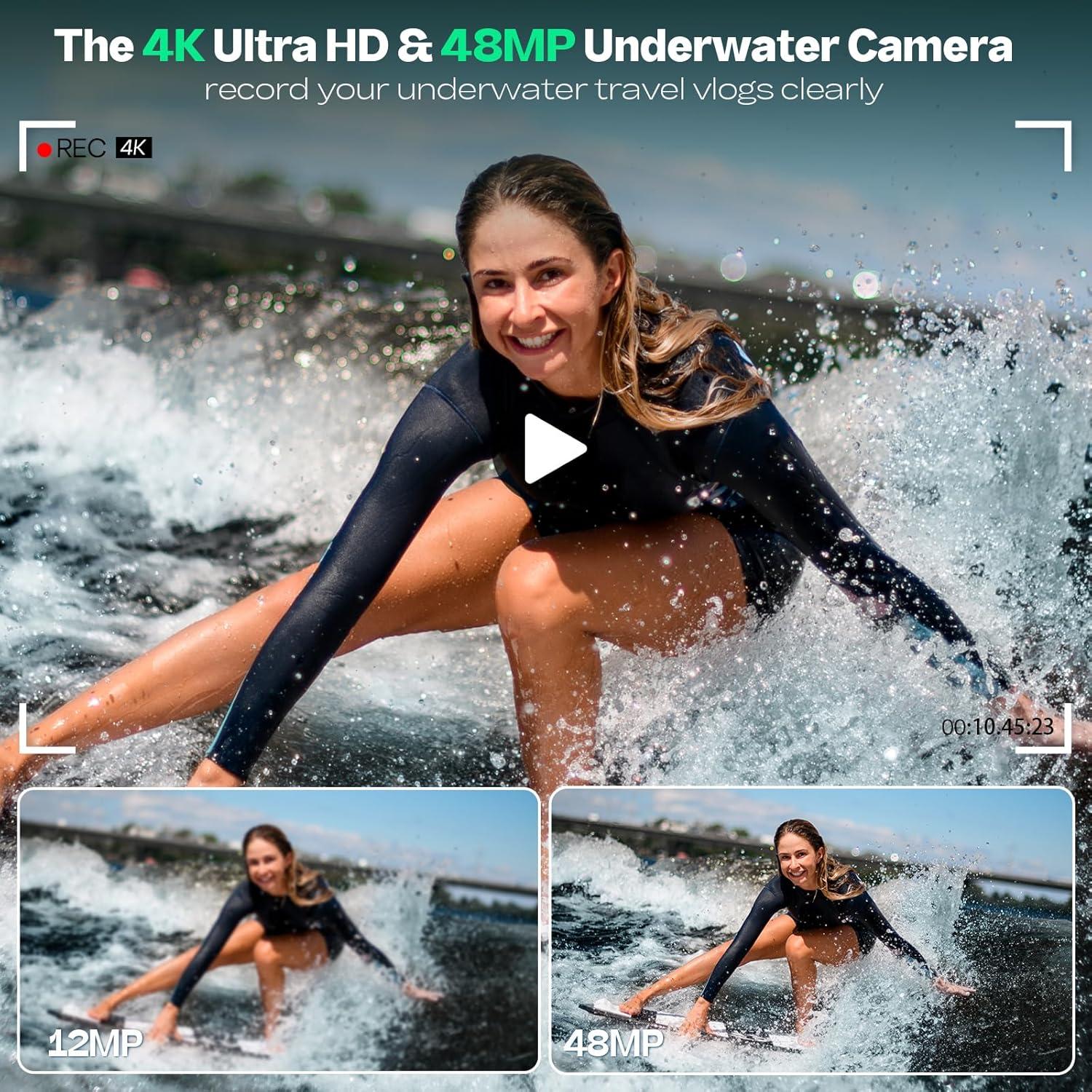 Cámara Submarina HICSHON WDC901 4K 48MP IP68 Verde