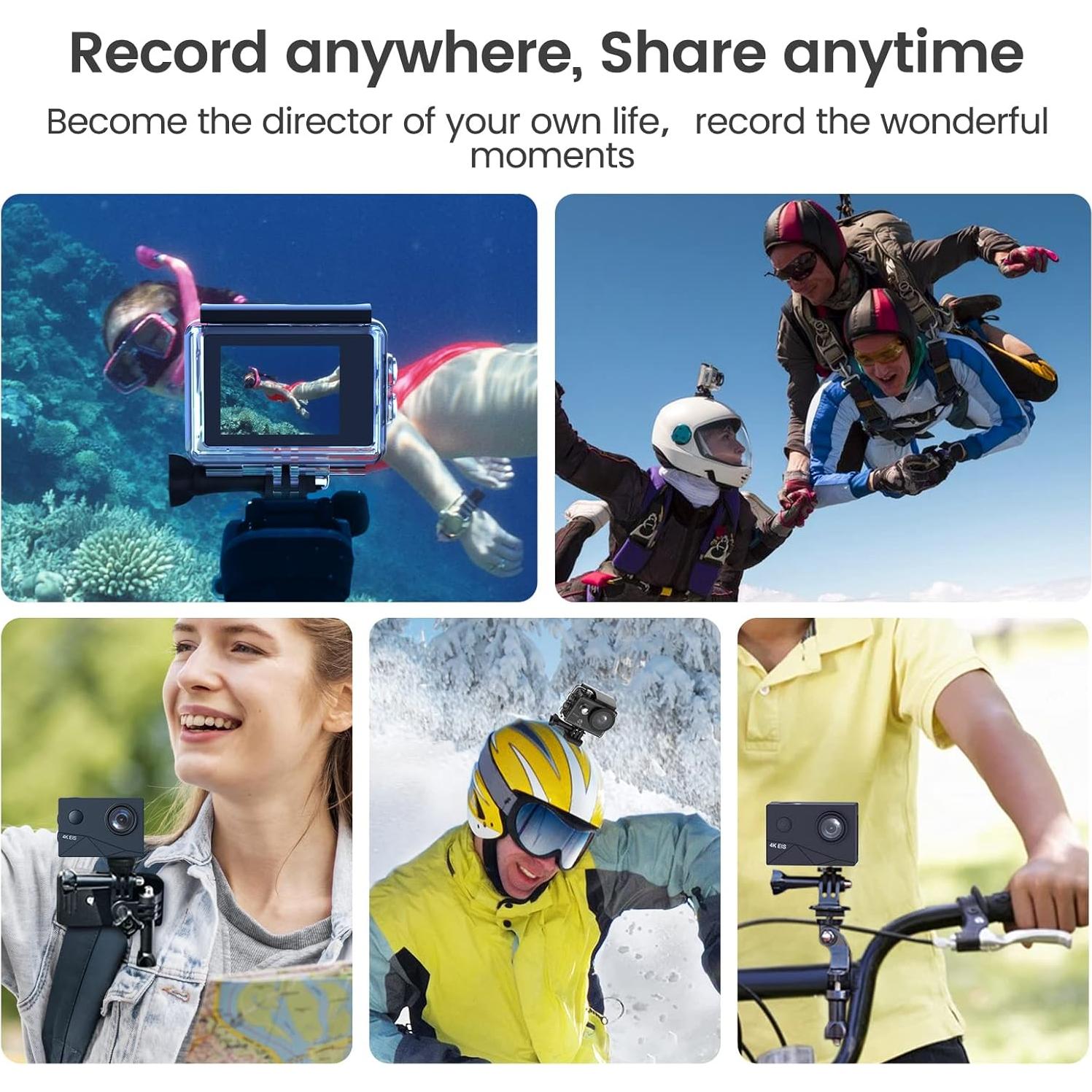 Cámara de Acción HLS 4K HD Submarina con Estabilización y 2 Baterías