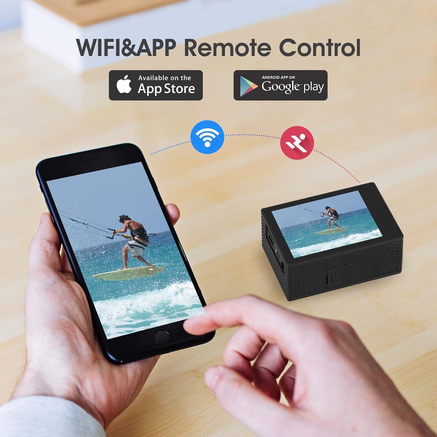 Cámara de Acción HLS 4K HD Submarina con Estabilización y 2 Baterías