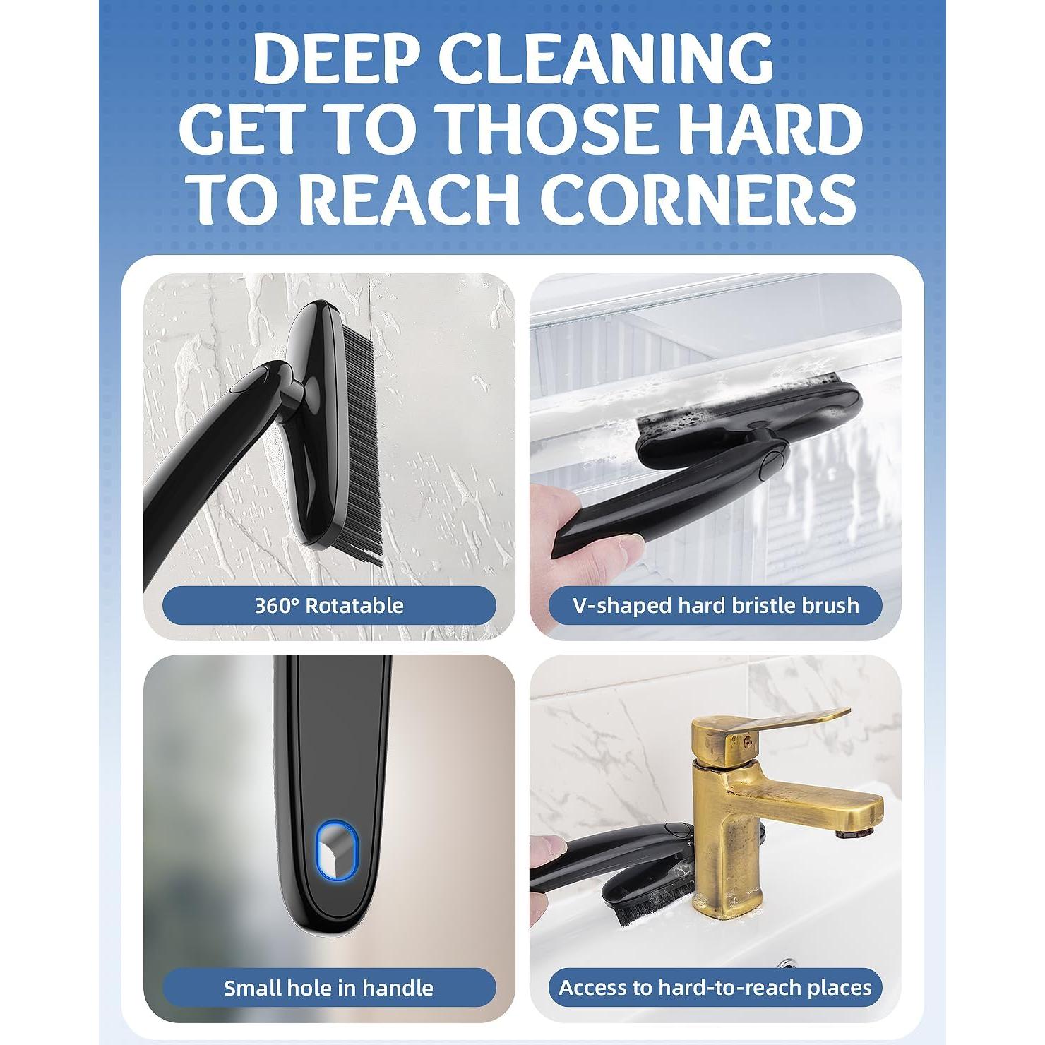 Cepillo de limpieza de hendiduras TQRR 360° Negro para hogar