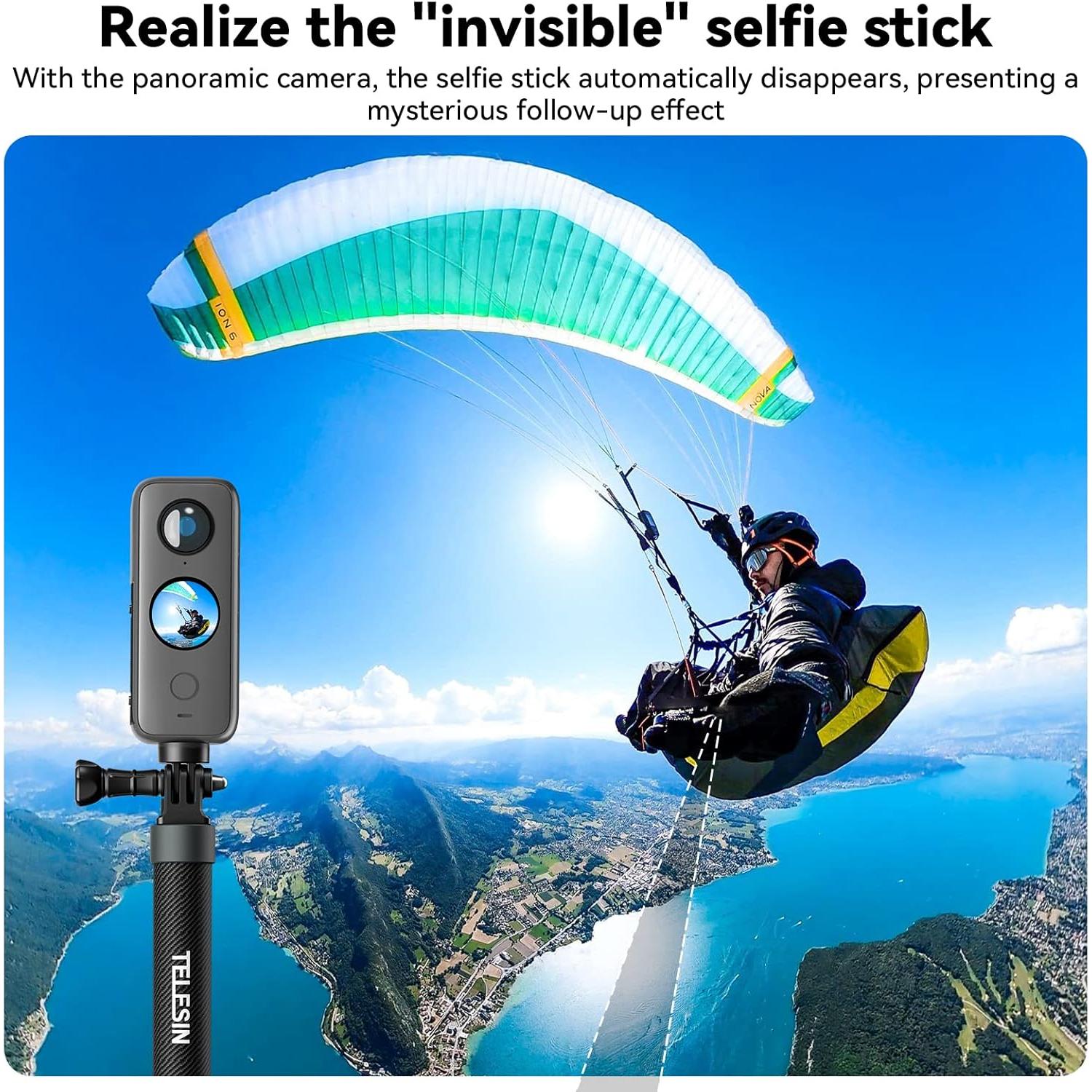 Palo de Selfie Extensible TELESIN de Fibra de Carbono 120cm