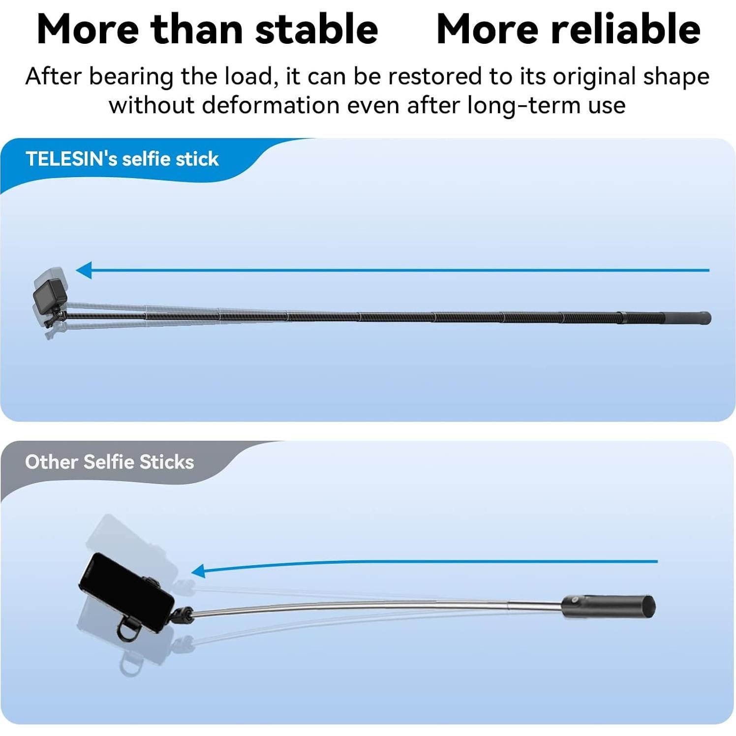 Palo Selfie TELESIN G3 3M Fibra de Carbono Impermeable