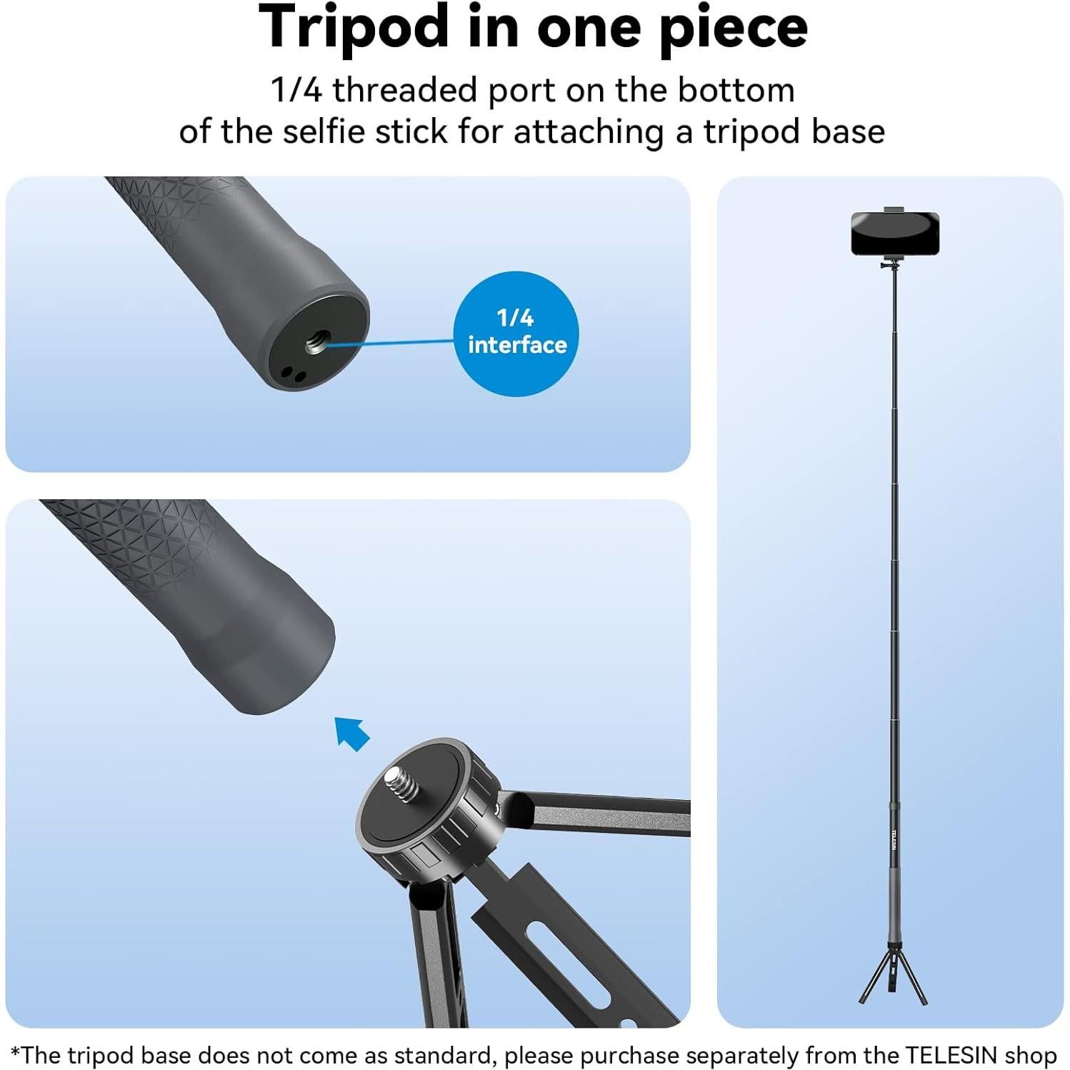 Palo Selfie TELESIN G3 3M Fibra de Carbono Impermeable