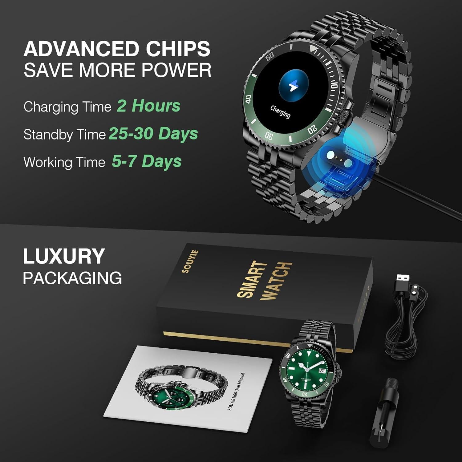 Reloj Inteligente SOUYIE H66 para Hombres, Pantalla AMOLED 1.19"