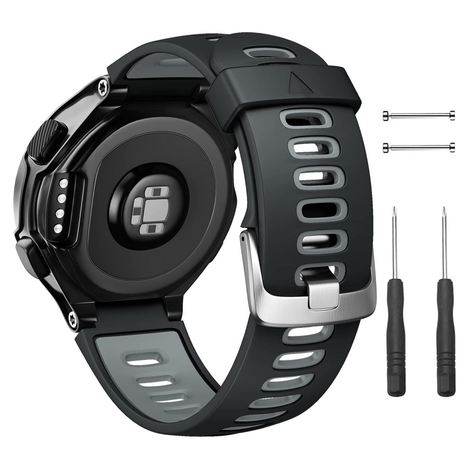 Correa de Silicona NotoCity para Reloj Forerunner 220/230/235/620/630/735XT - Gris Negro