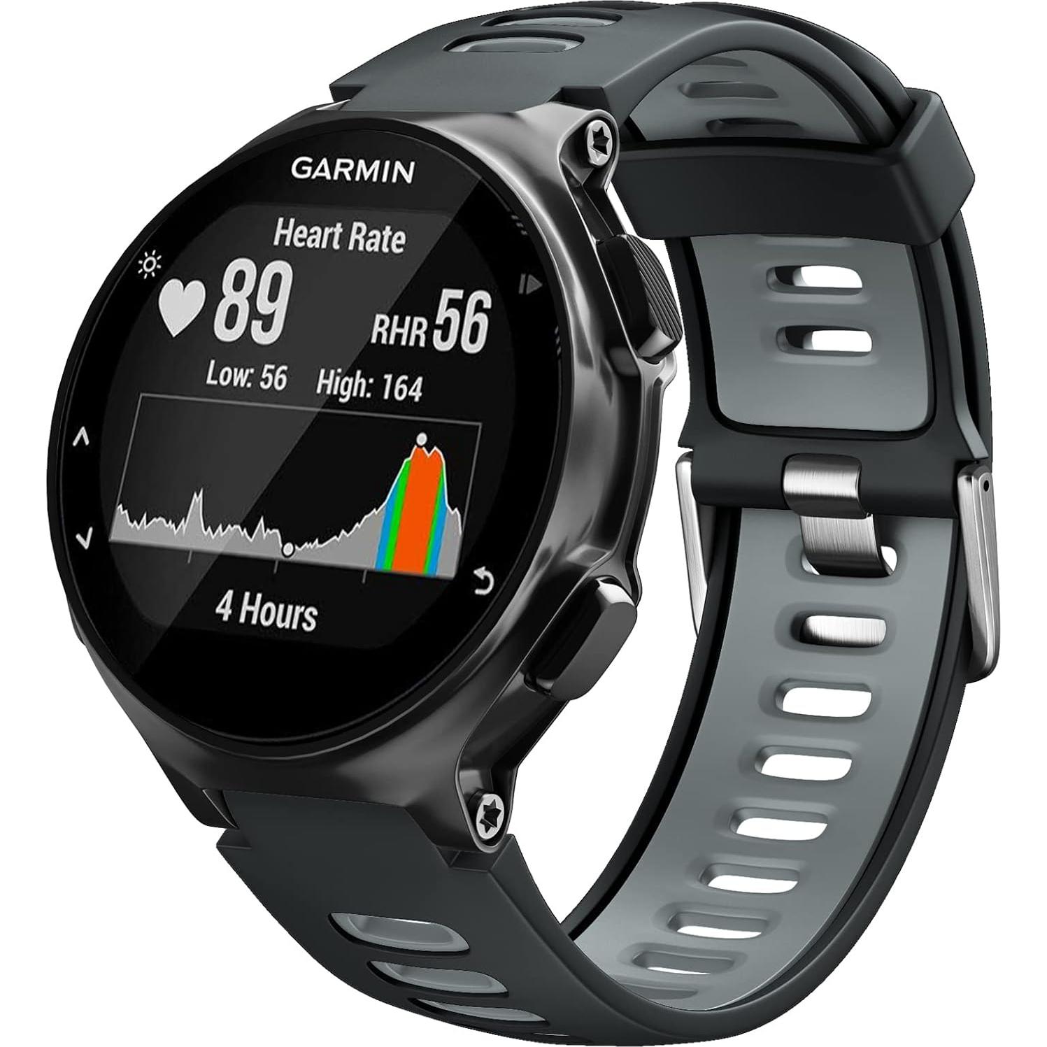 Correa de Silicona NotoCity para Reloj Forerunner 220/230/235/620/630/735XT - Gris Negro