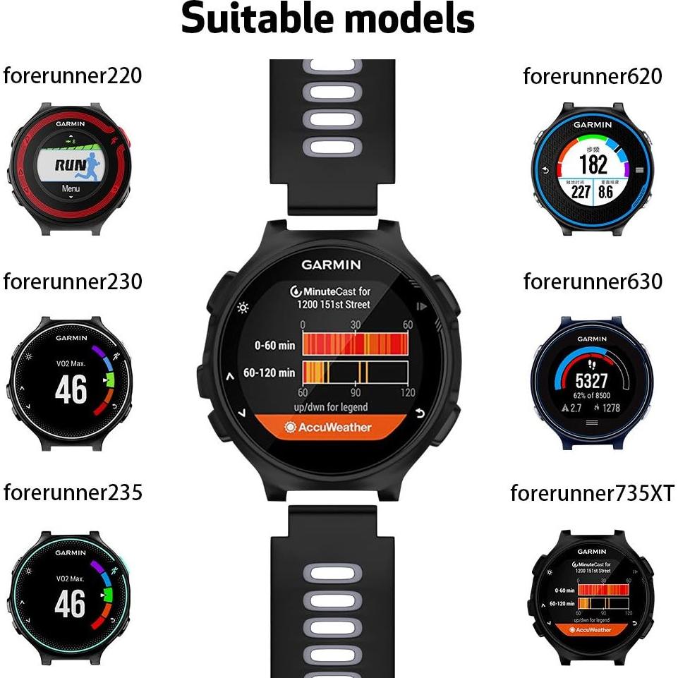 Correa de Silicona NotoCity para Reloj Forerunner 220/230/235/620/630/735XT - Gris Negro