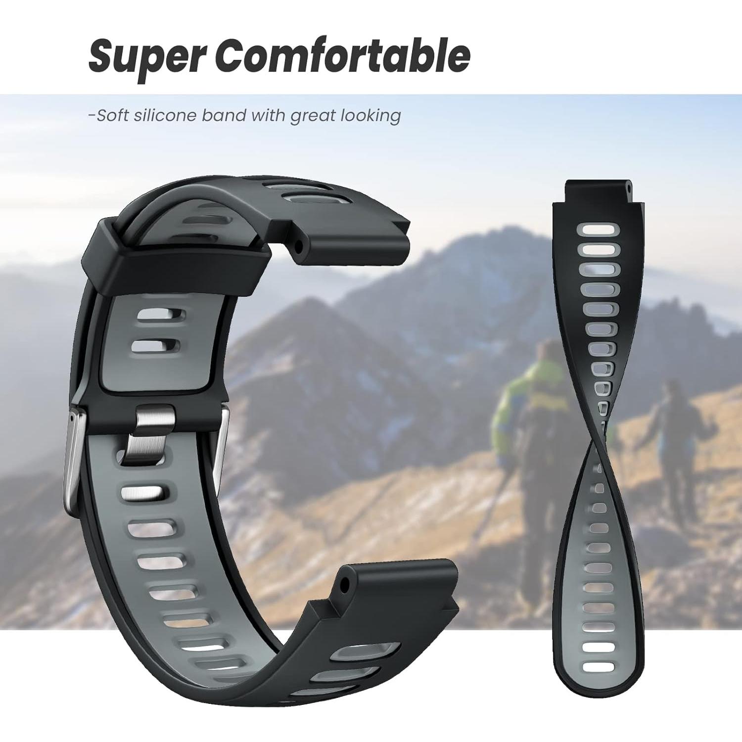 Correa de Silicona NotoCity para Reloj Forerunner 220/230/235/620/630/735XT - Gris Negro