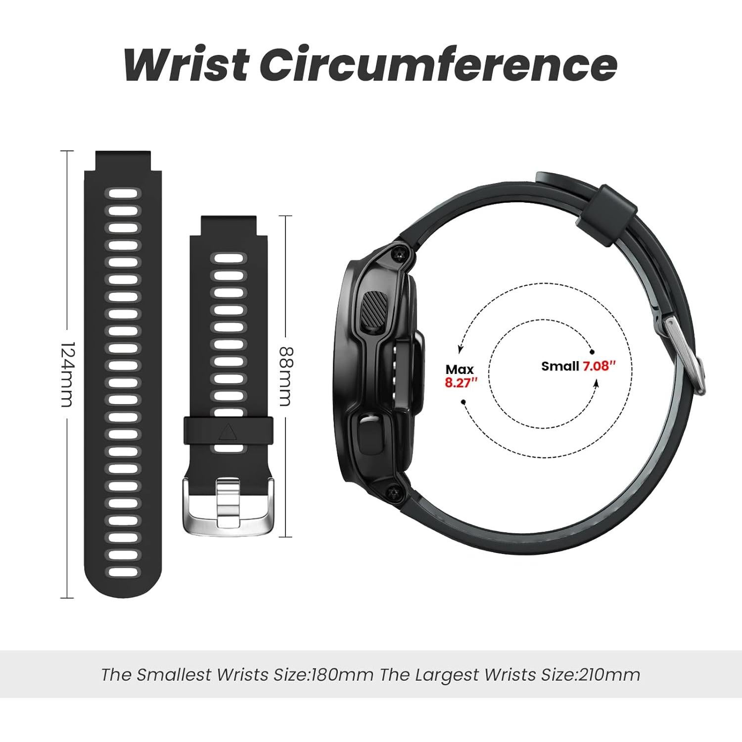 Correa de Silicona NotoCity para Reloj Forerunner 220/230/235/620/630/735XT - Gris Negro