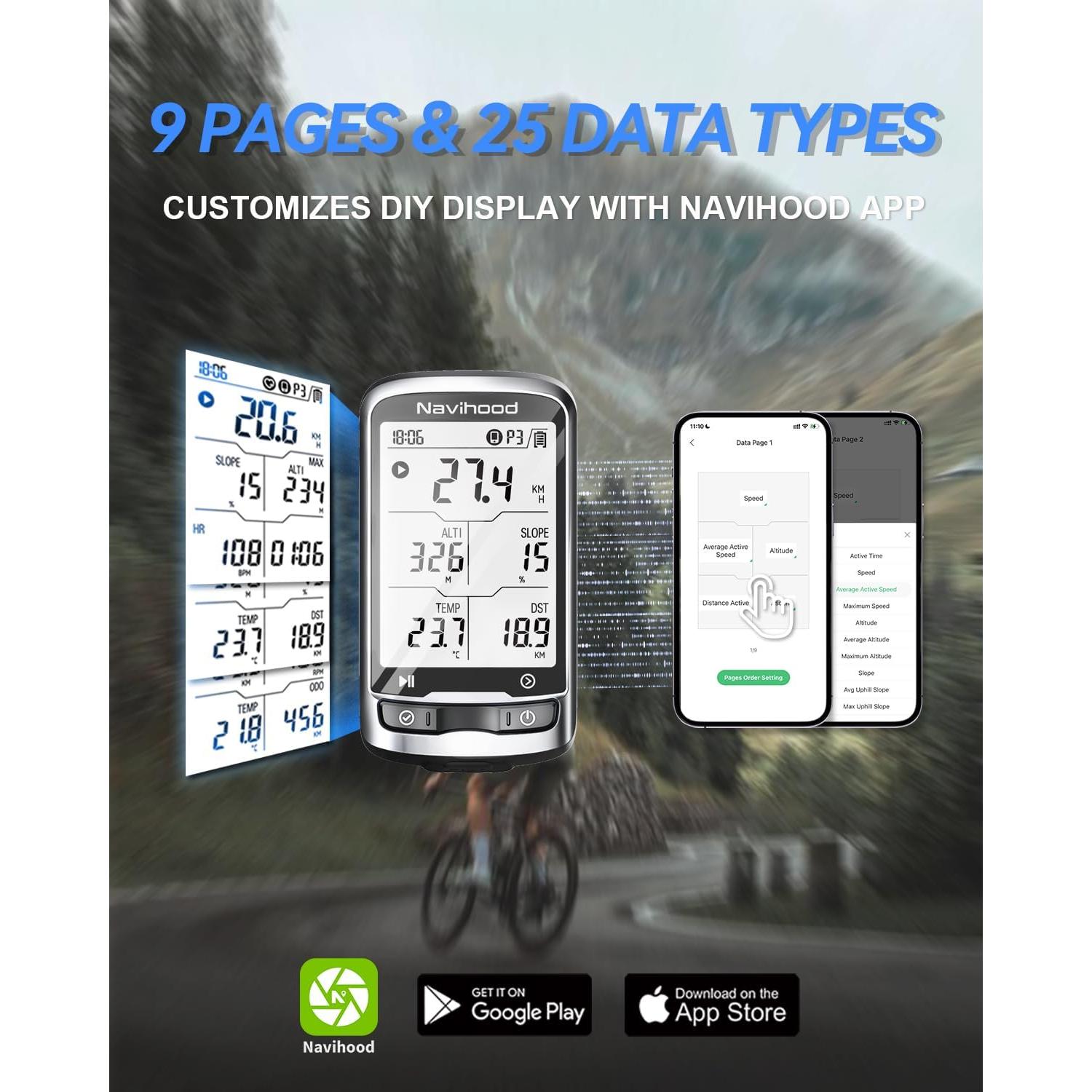 Computadora de Bicicleta GPS Navihood L4 Inalámbrica 2.3"