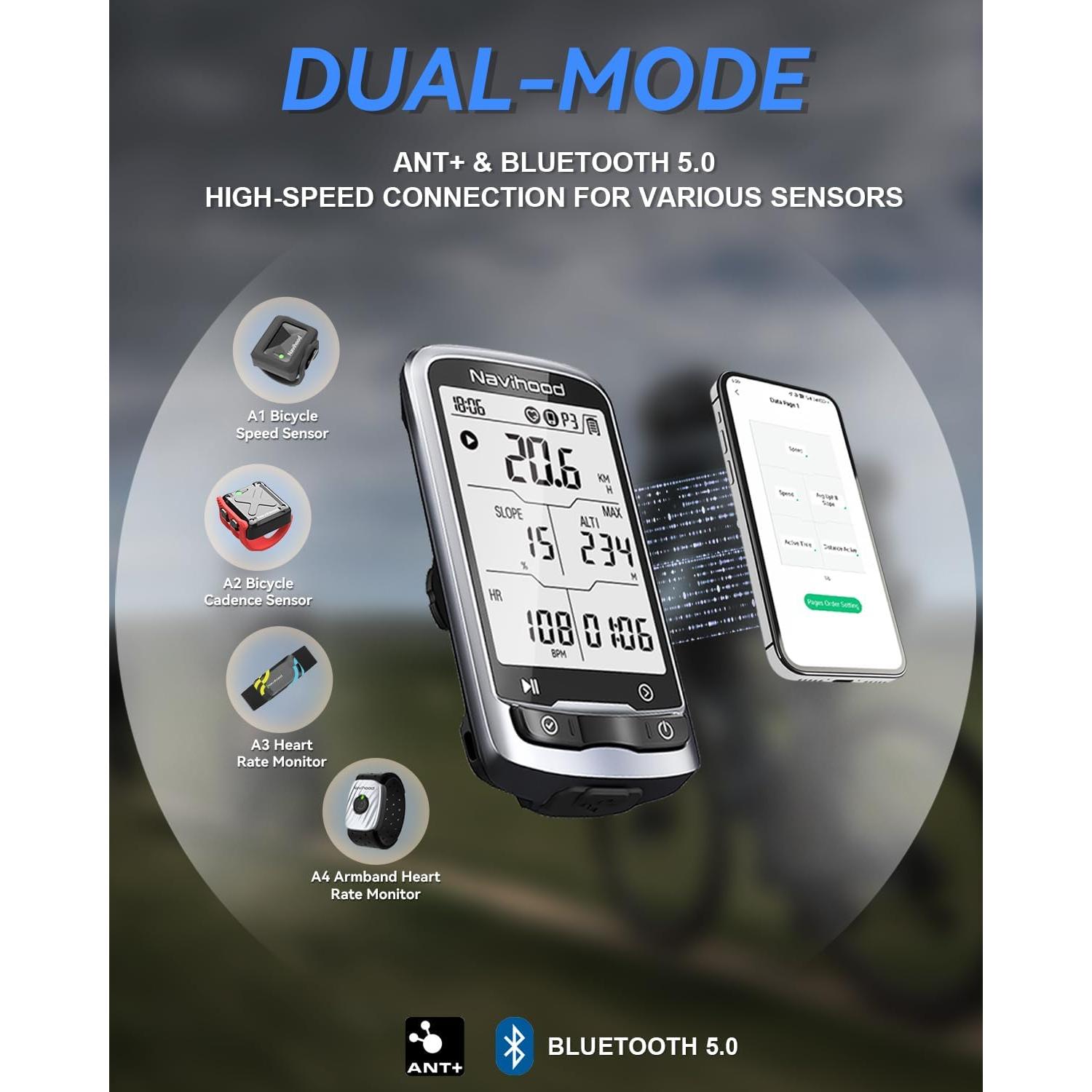 Computadora de Bicicleta GPS Navihood L4 Inalámbrica 2.3"