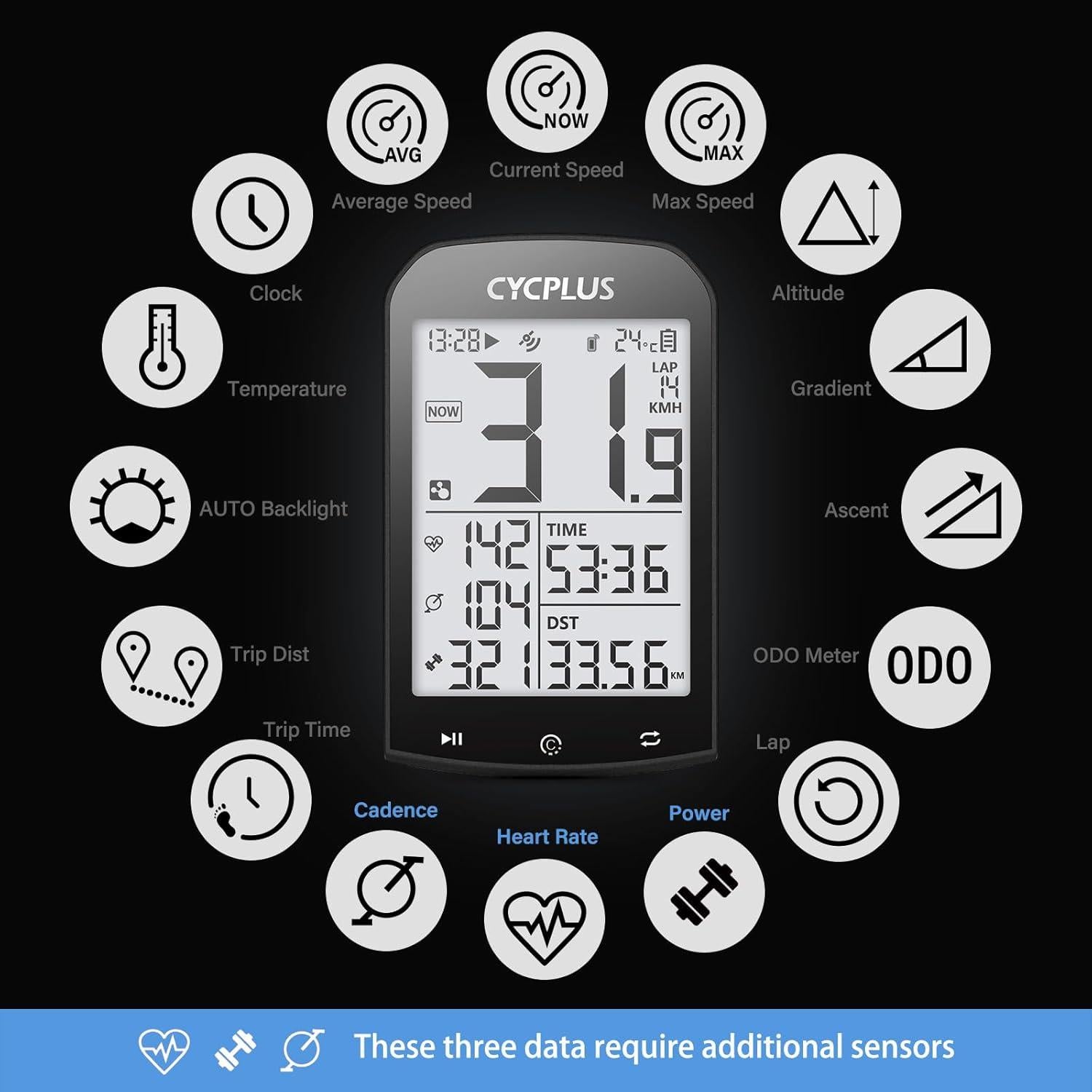 Computadora de Bicicleta CYCPLUS M1 GPS Inalámbrica LCD 2.9"