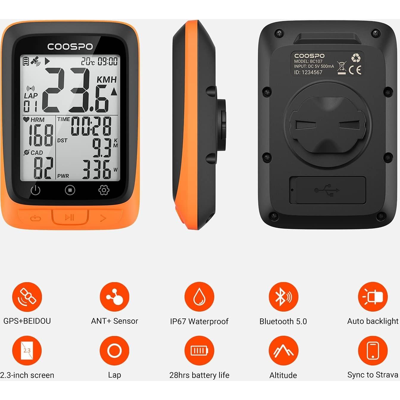 Computadora de Bicicleta CooSpo BC107 GPS Inalámbrica 2.4"