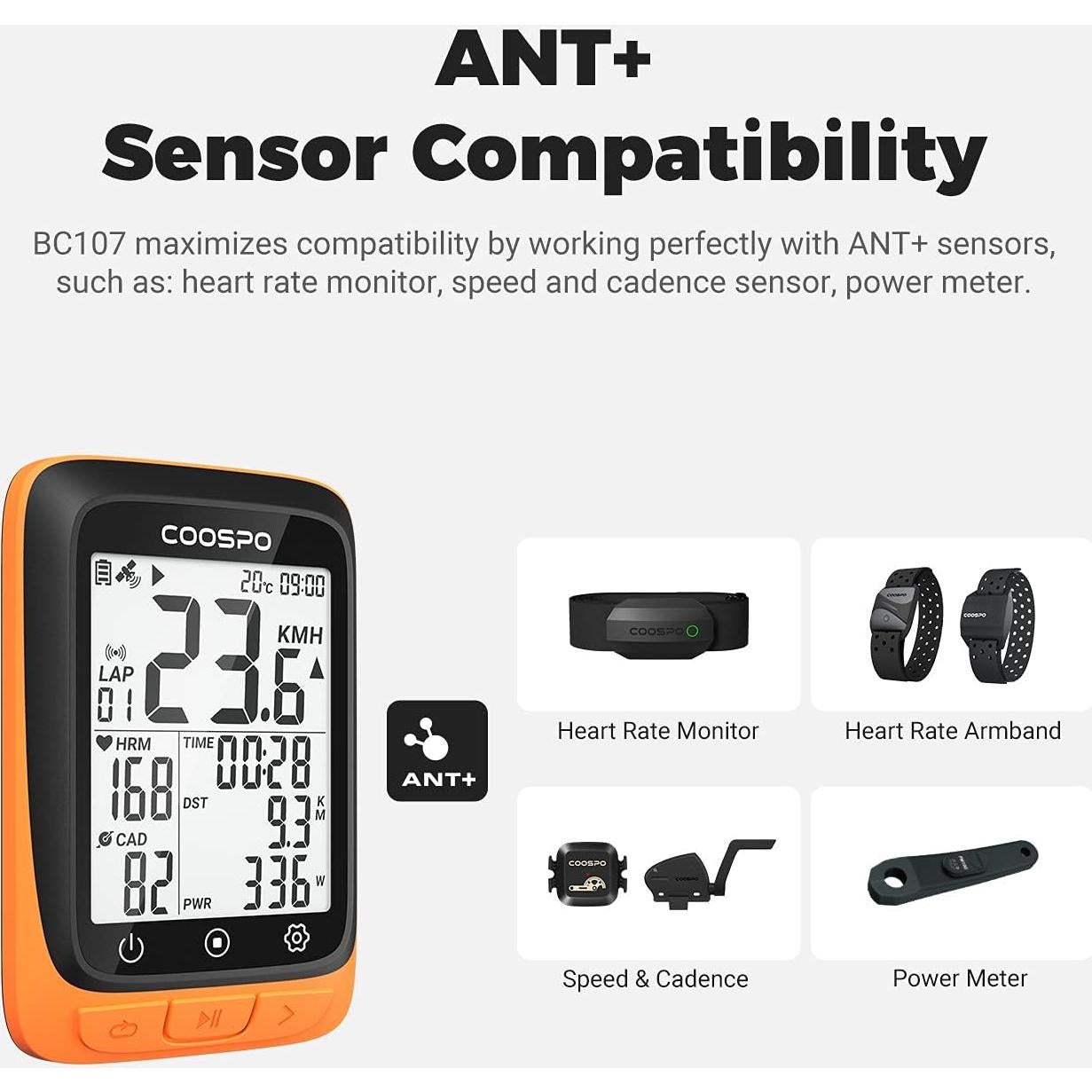 Computadora de Bicicleta CooSpo BC107 GPS Inalámbrica 2.4"