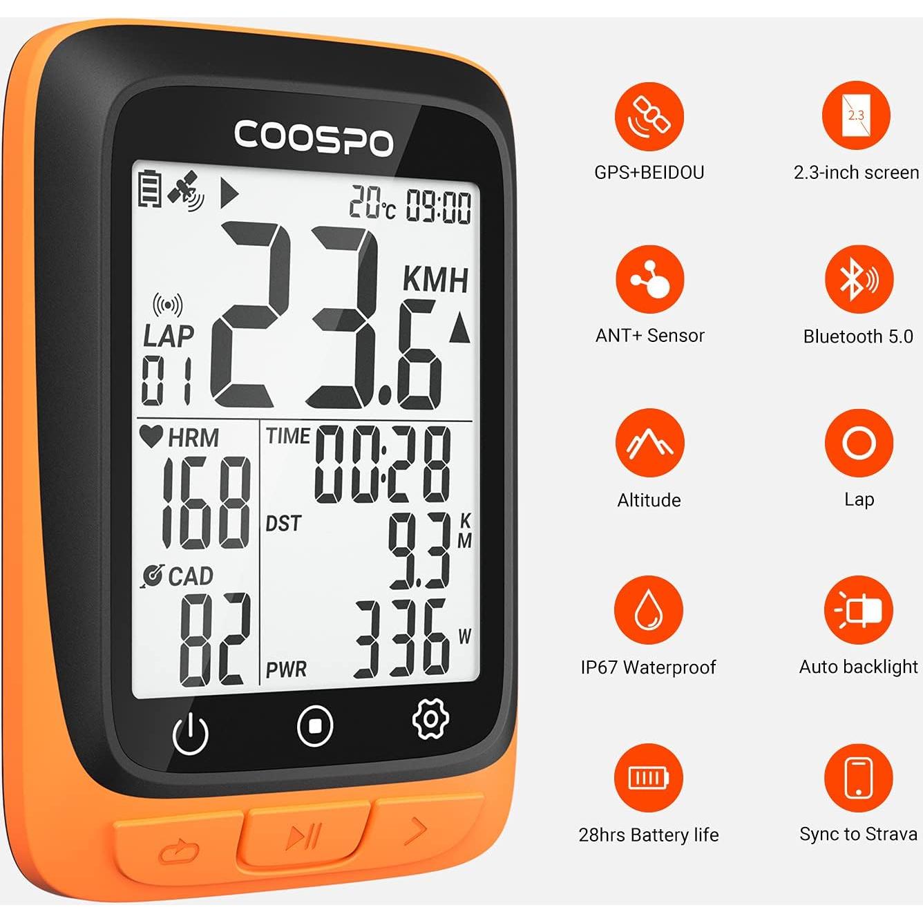 Computadora de Bicicleta CooSpo BC107 GPS Inalámbrica 2.4"