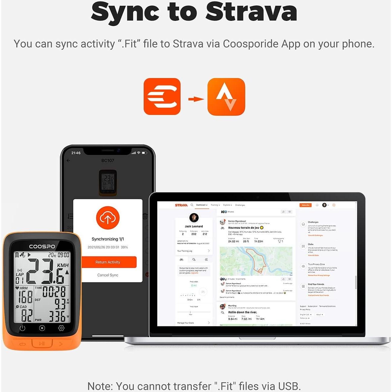 Computadora de Bicicleta CooSpo BC107 GPS Inalámbrica 2.4"