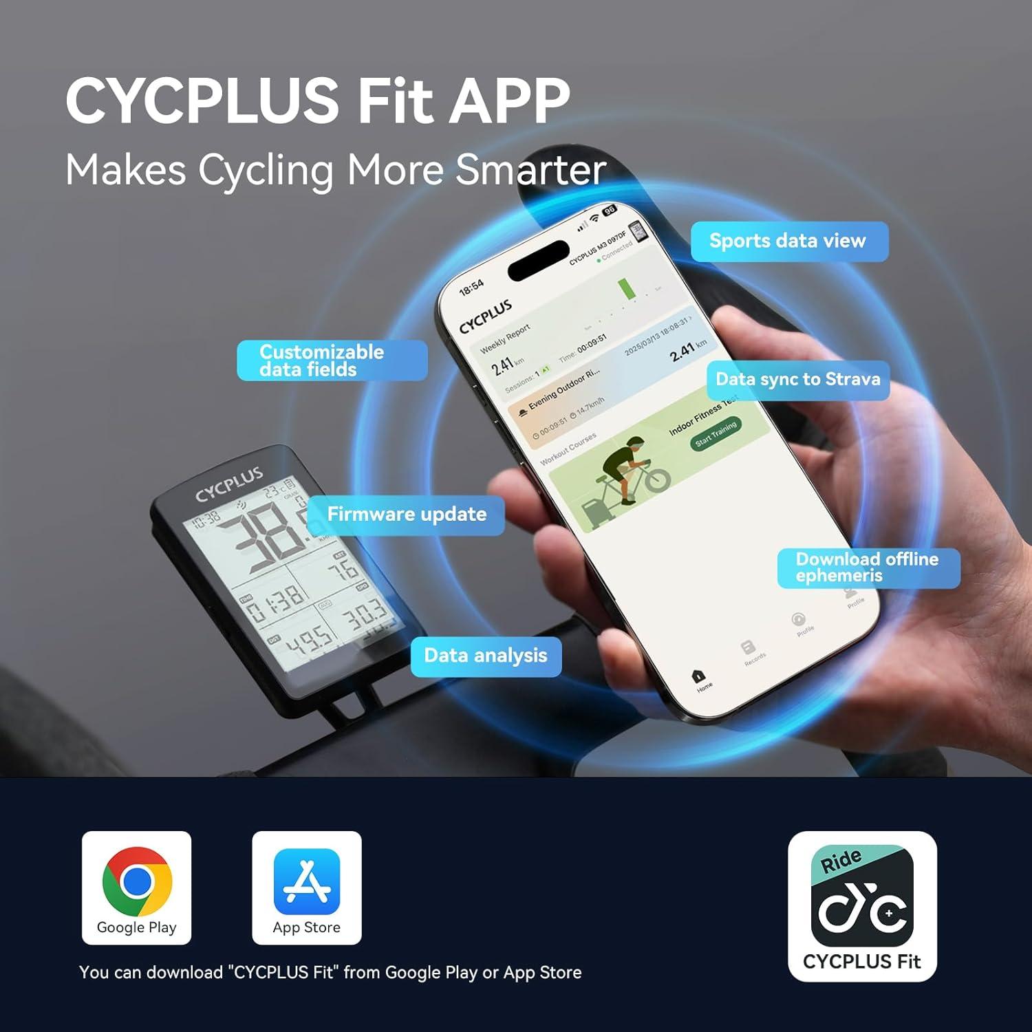 CYCPLUS Computadora de Bicicleta GPS M3 Inalámbrica 2.8" LCD